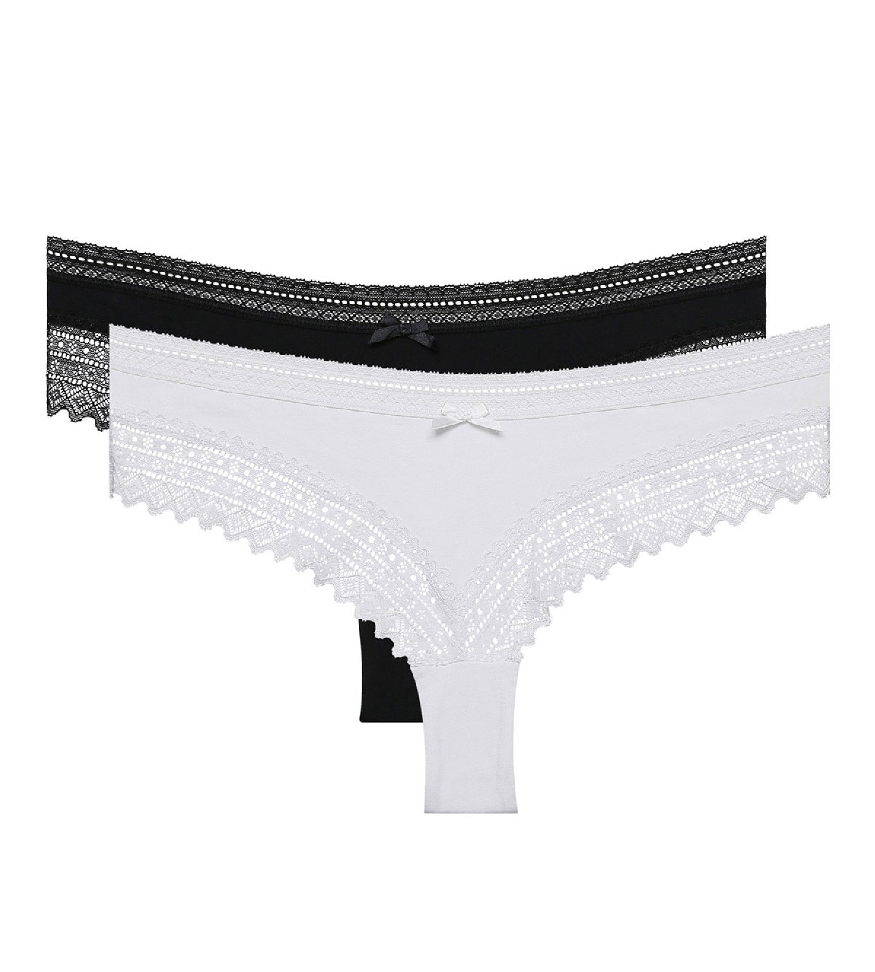 2 Pack Black & White Sexy Fashion Cotton Lace Shorts - Comfortable & Stylish for Summer, Beach, and Night Out