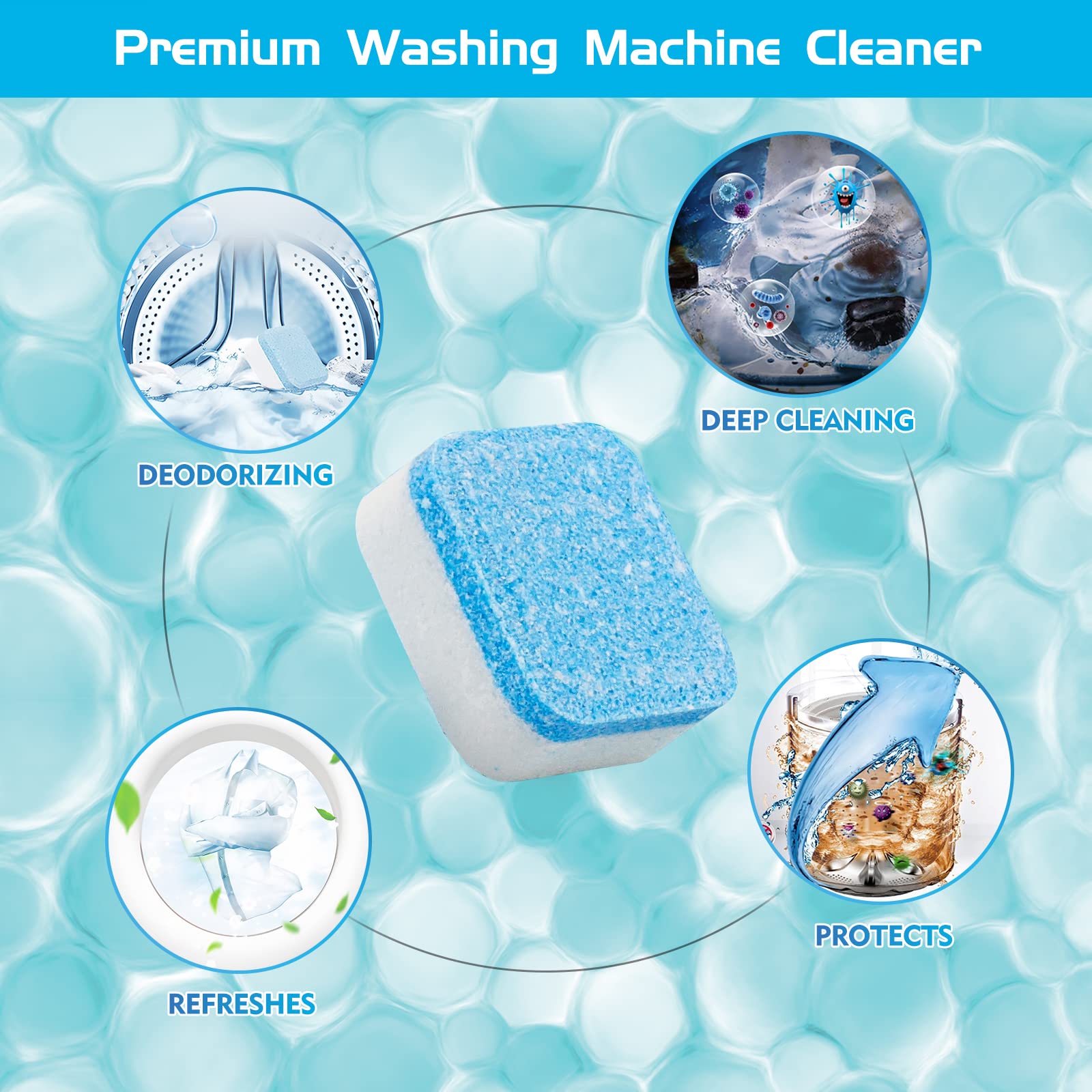 Zimtty Washing Machine Cleaner Tablets - 24 Pack | Deep Cleaning for HE Front Load & Top Load Washers | Removes Odor, Mold & Residue | Perfect for Laundry Maintenance & Appliance Care