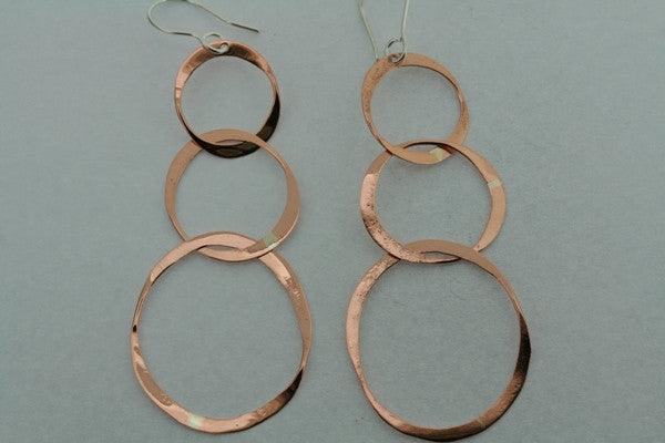 3 Pack Copper Disc Drop Earrings for Women - Boho Chic Dangle Jewelry for Everyday Wear & Special Occasions
