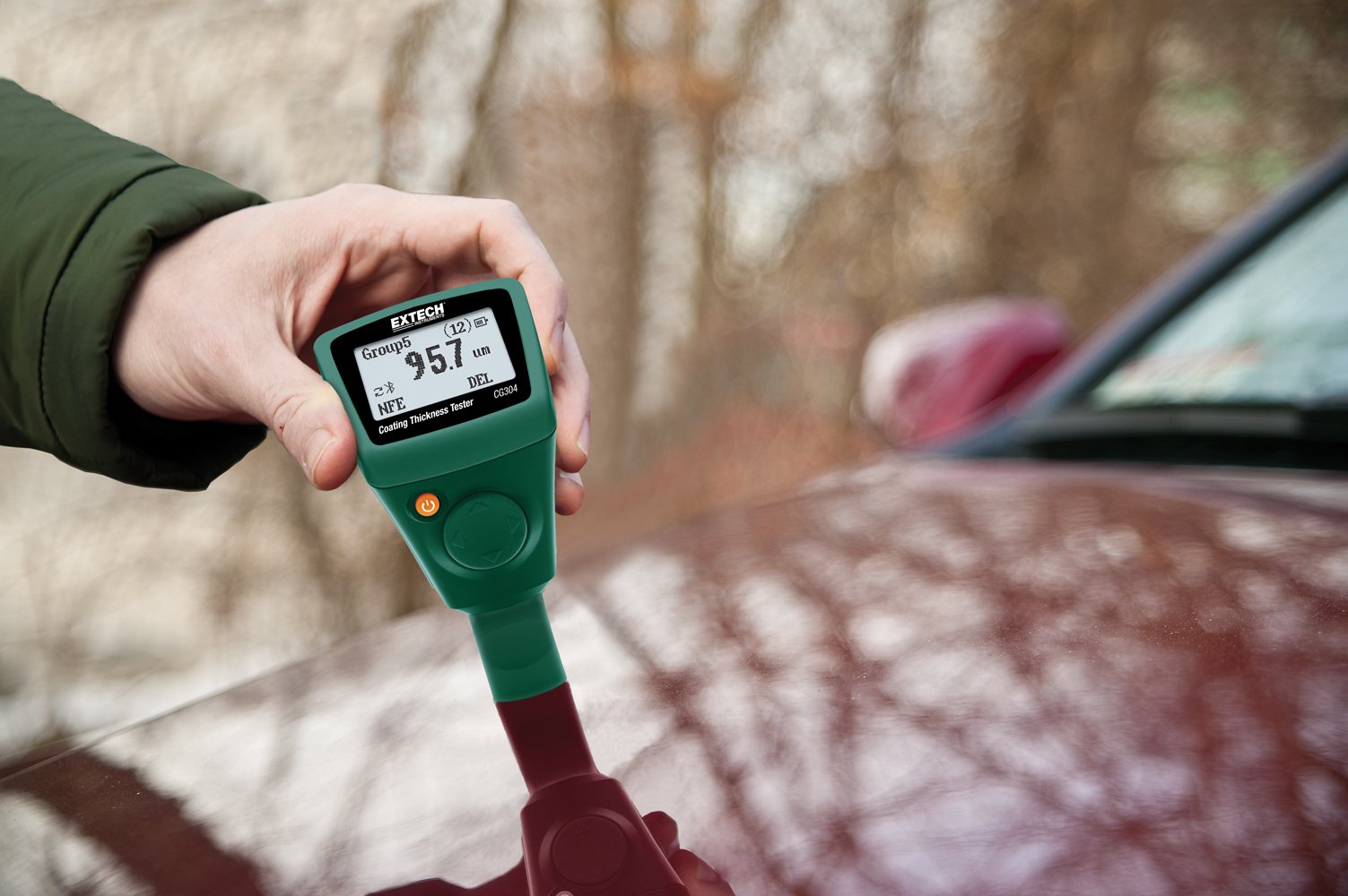 Extech CG304 Digital Coating Thickness Gauge with Bluetooth - Non-Destructive Paint & Powder Coating Measurement Tool for Automotive, Marine & Industrial Applications