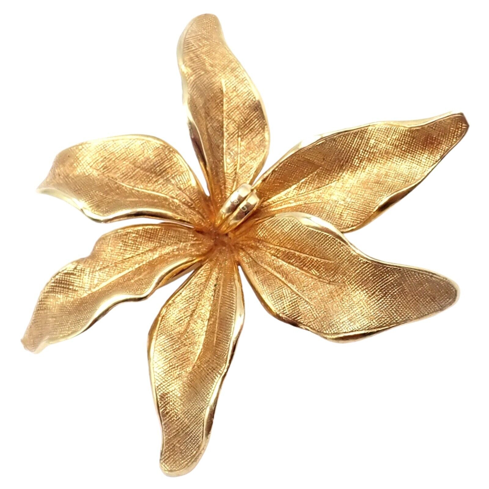 Authentic Vintage Tiffany & Co 14k Yellow Gold Germany Large Flower Pin Brooch - Elegant Jewelry for Women, Perfect for Weddings, Parties & Special Occasions