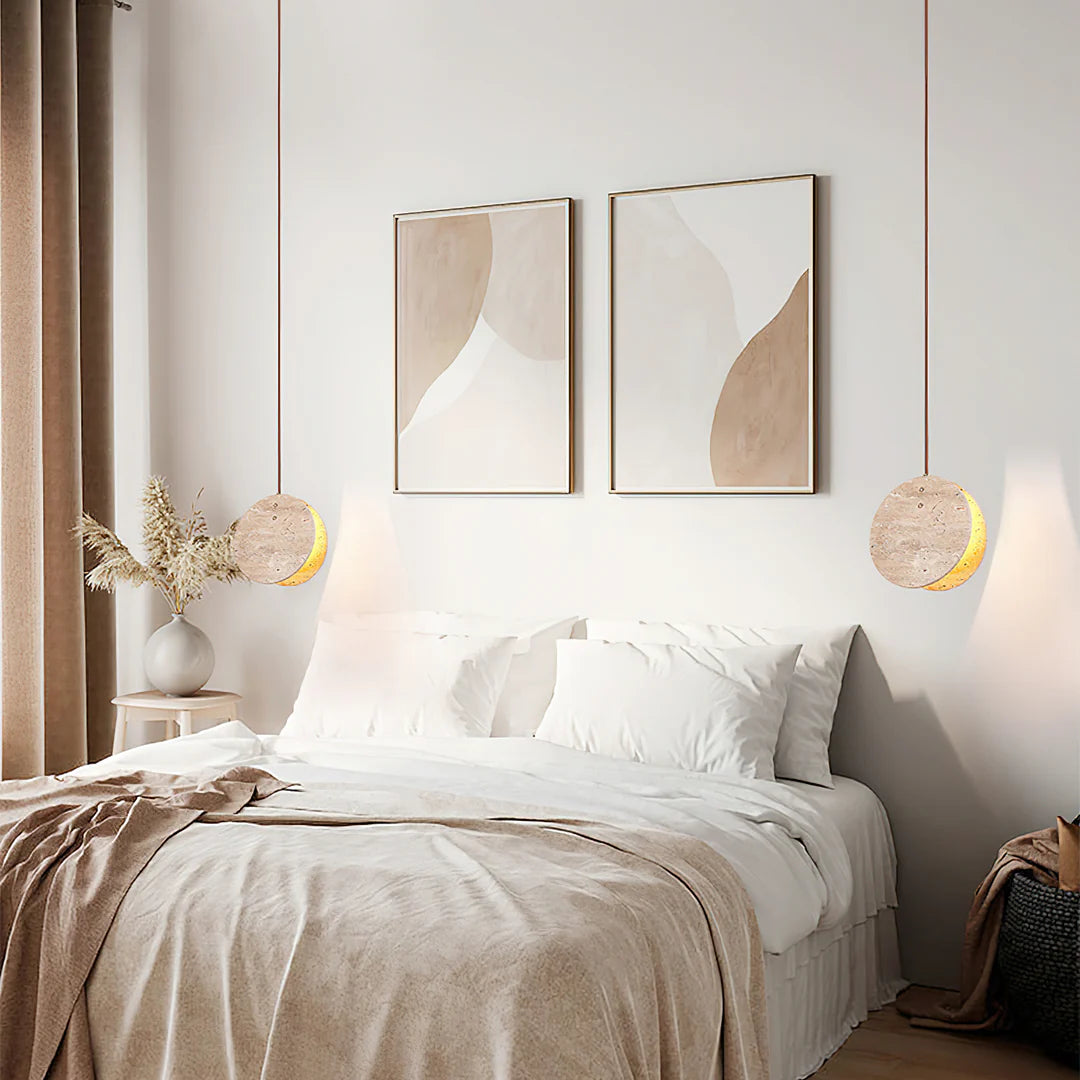 Modern Round Pendant Lamp - Elegant Hanging Ceiling Light Fixture for Living Room, Bedroom & Dining Room | Dimmable LED Lighting for Home Decor & Interior Design