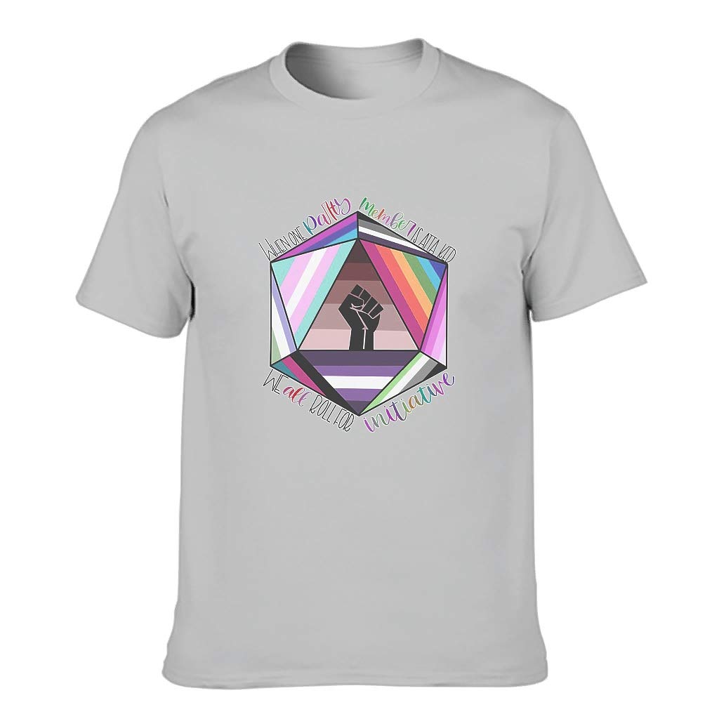 Funny RPG Gaming Cotton T-Shirt for Men - 'Everyone Rolls Initiative' Short Sleeve Shirt in Silver Gray (3XL) - Perfect for D&D Game Nights, Comic Con & Geek Culture Events