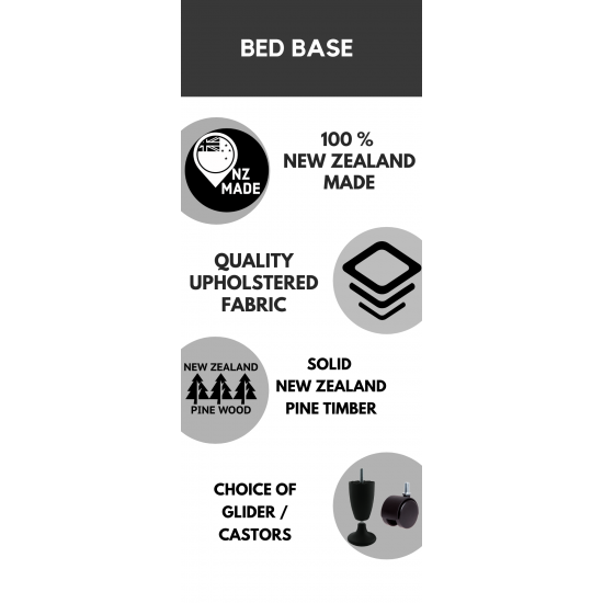 Long Single Size Bed Base - NZ Made - Sturdy & Durable for Bedroom, Guest Room, or Dormitory