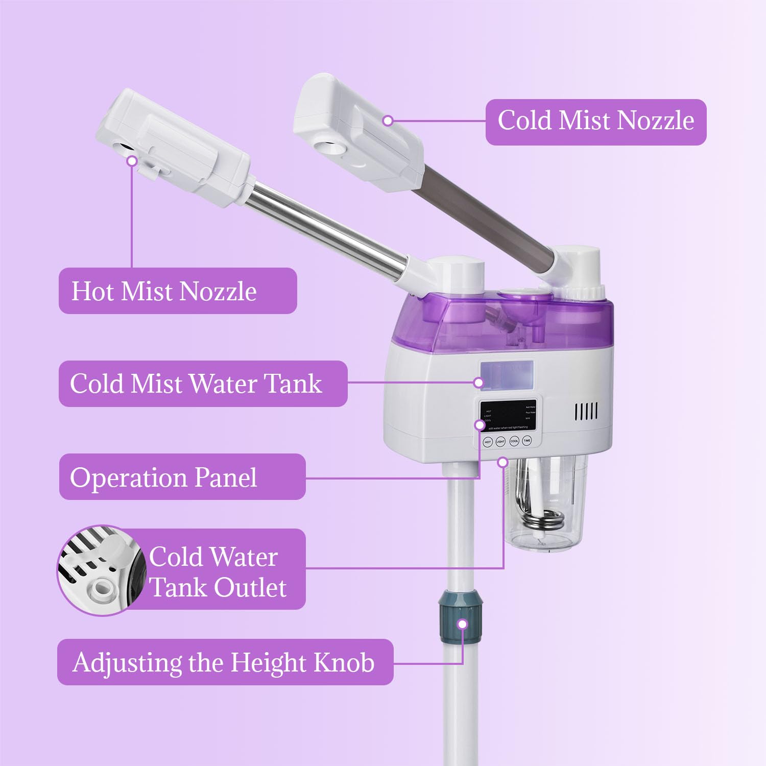 Professional 2-in-1 Facial Steamer with Hot & Cold Mist - Esthetician-Grade Face Steamer for Deep Cleansing & Pore Care - Perfect for Home Spa, Beauty Salon & Skincare Routine