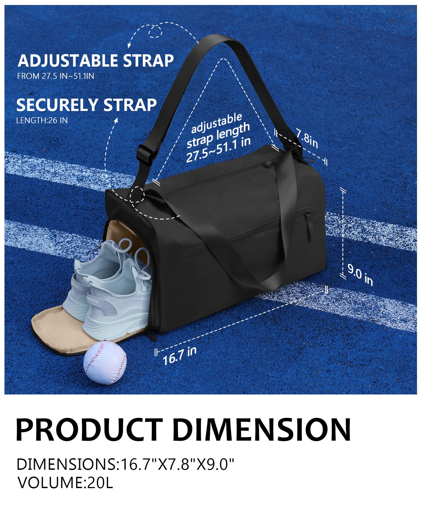 Stylish Compact 3-in-1 Small Gym Duffle Bag for Women & Men - Lightweight Crossbody Sports Bag for Fitness, Workout & Travel - Perfect for Gym, Yoga, Work Commute & Weekend Getaways