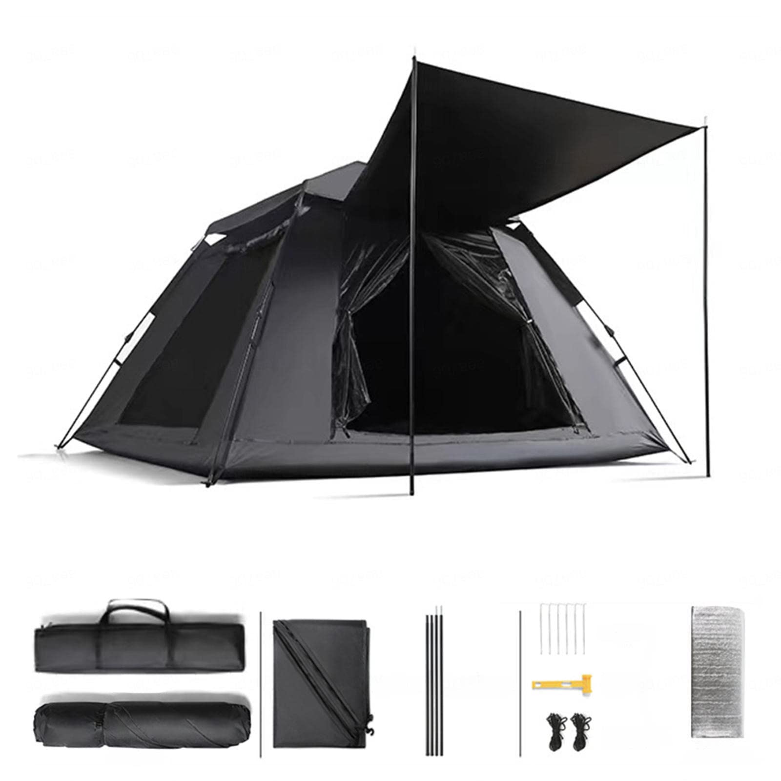 4-Person Family Camping Tent with 360° Windows, 5000mm Waterproof & Blackout Design - Spacious Outdoor Tent for Hiking, Backpacking, and Mountain Adventures | Perfect for Family Trips, Beach Camping, and Festival Use