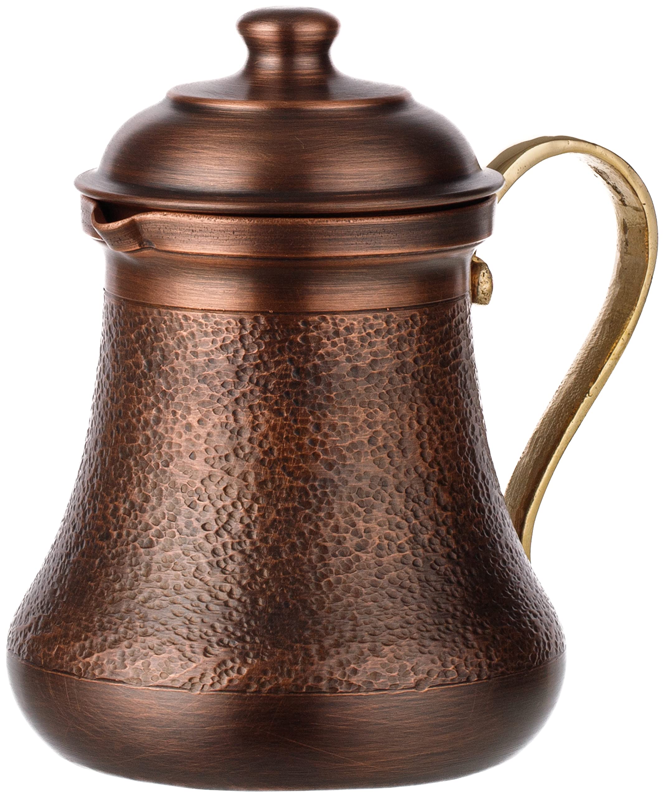 **DEMMEX 16oz Solid Pure Copper Mug with Lid – 1mm Thick Unlined Handmade Mini Pitcher for Coffee, Tea & Cocktails – Antique Copper Finish for Home, Office & Outdoor Use**