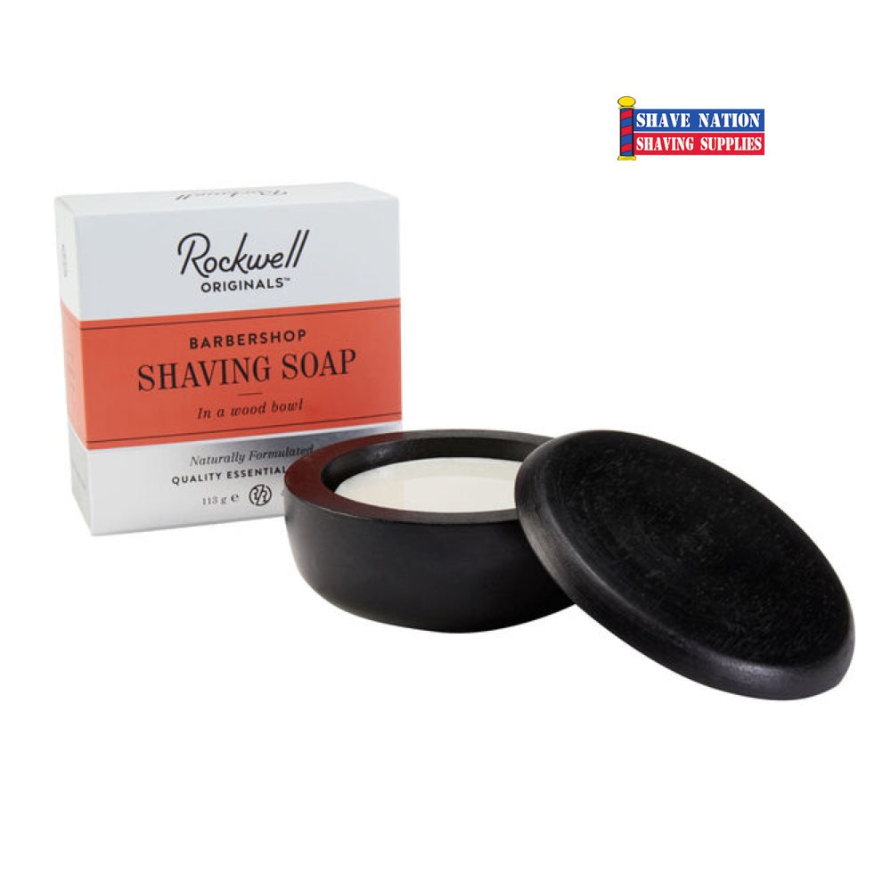 Rockwell Shaving Soap in Wood Bowl - Premium Barbershop Shaving Cream for Men - Perfect for Wet Shaving & Classic Grooming Rituals