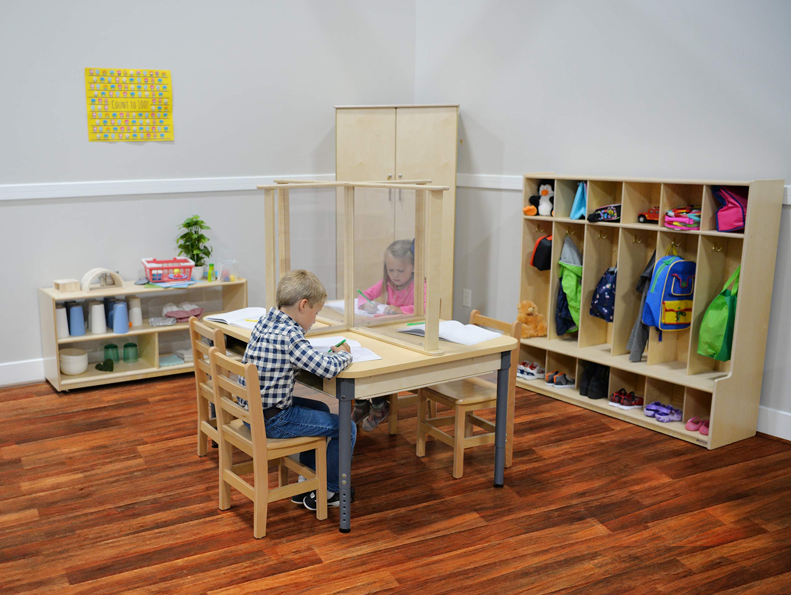 36 x 48 Inch Wooden Office Desk for 4 People with Sneeze Guard - Perfect for Conference Rooms, Coworking Spaces & Home Offices