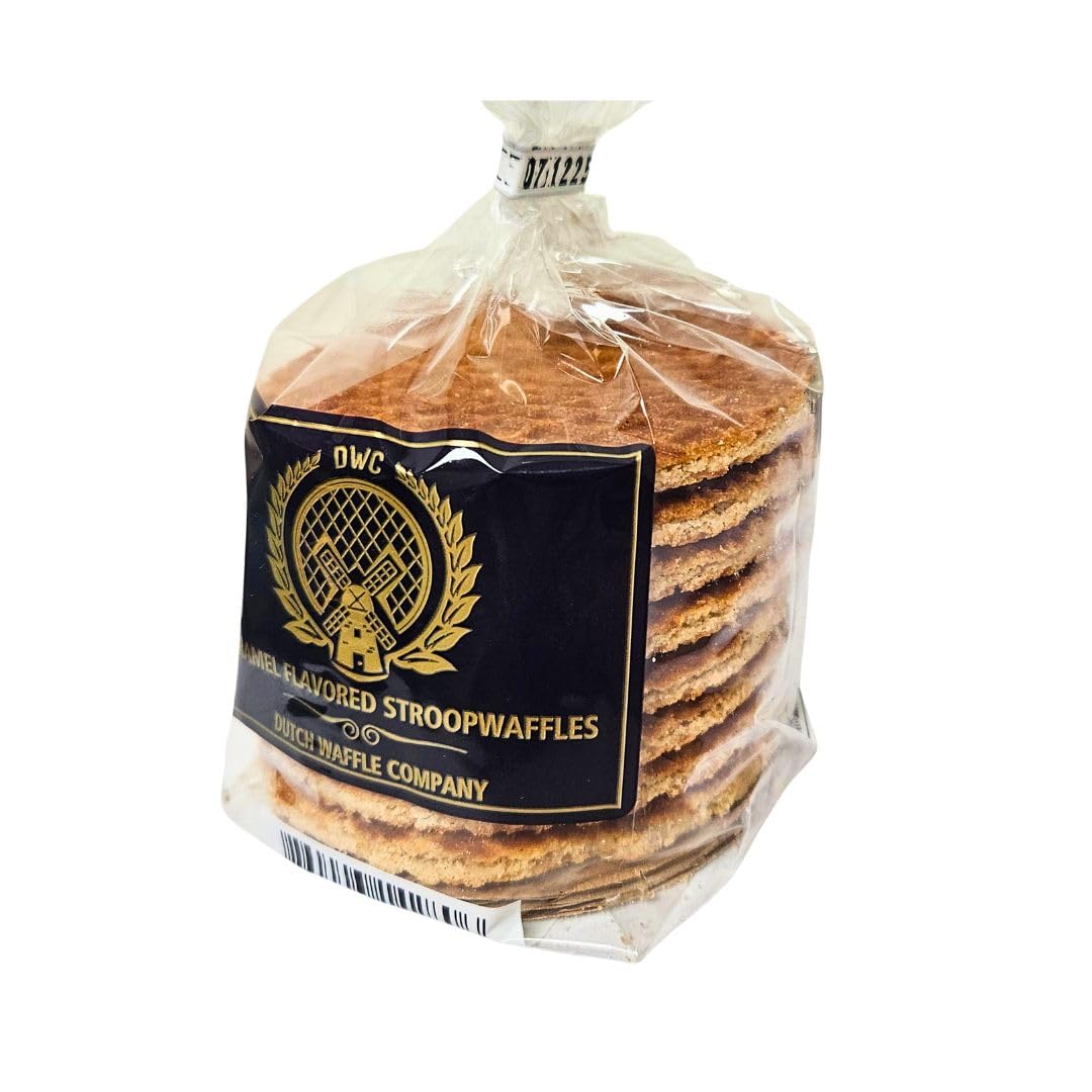 DWC Caramel Flavored Stroopwaffles - 9.59oz (8 Waffles) | Dutch Syrup Waffle Cookies for Coffee, Tea & Breakfast Snacks