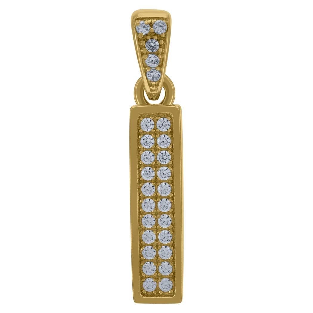 10K Yellow Gold Cubic Zirconia Personalized Monogram Initial Charm Pendant Necklace for Men & Women - Custom Name Letter Jewelry Gift (28.3x4.90mm) - Perfect for Anniversaries, Birthdays & Special Occasions