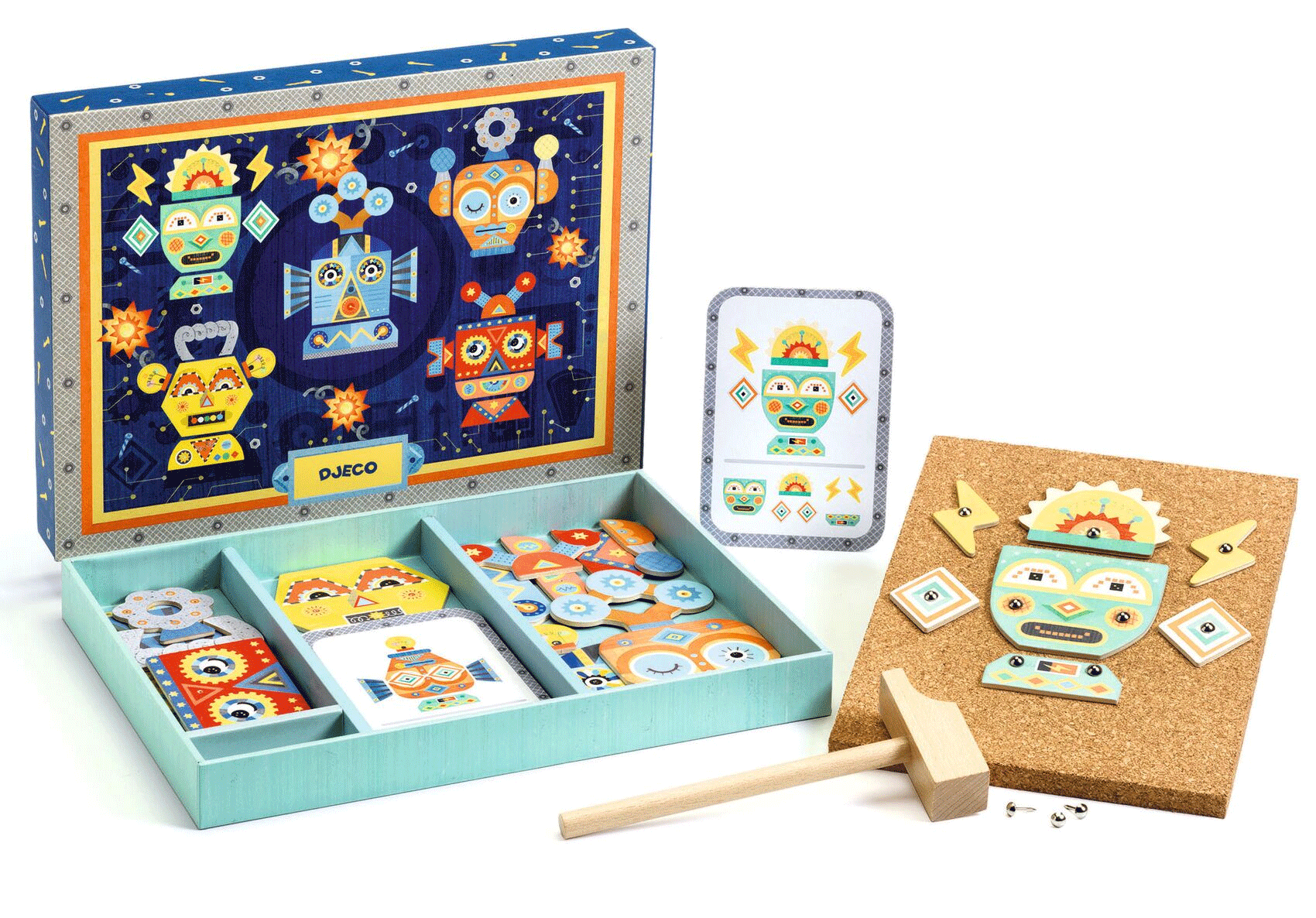 Djeco Tap Tap Hammering Board Toy - Educational Wooden Hammering Game for Toddlers & Kids - Fun Fine Motor Skills Activity for Preschool Learning & Playtime
