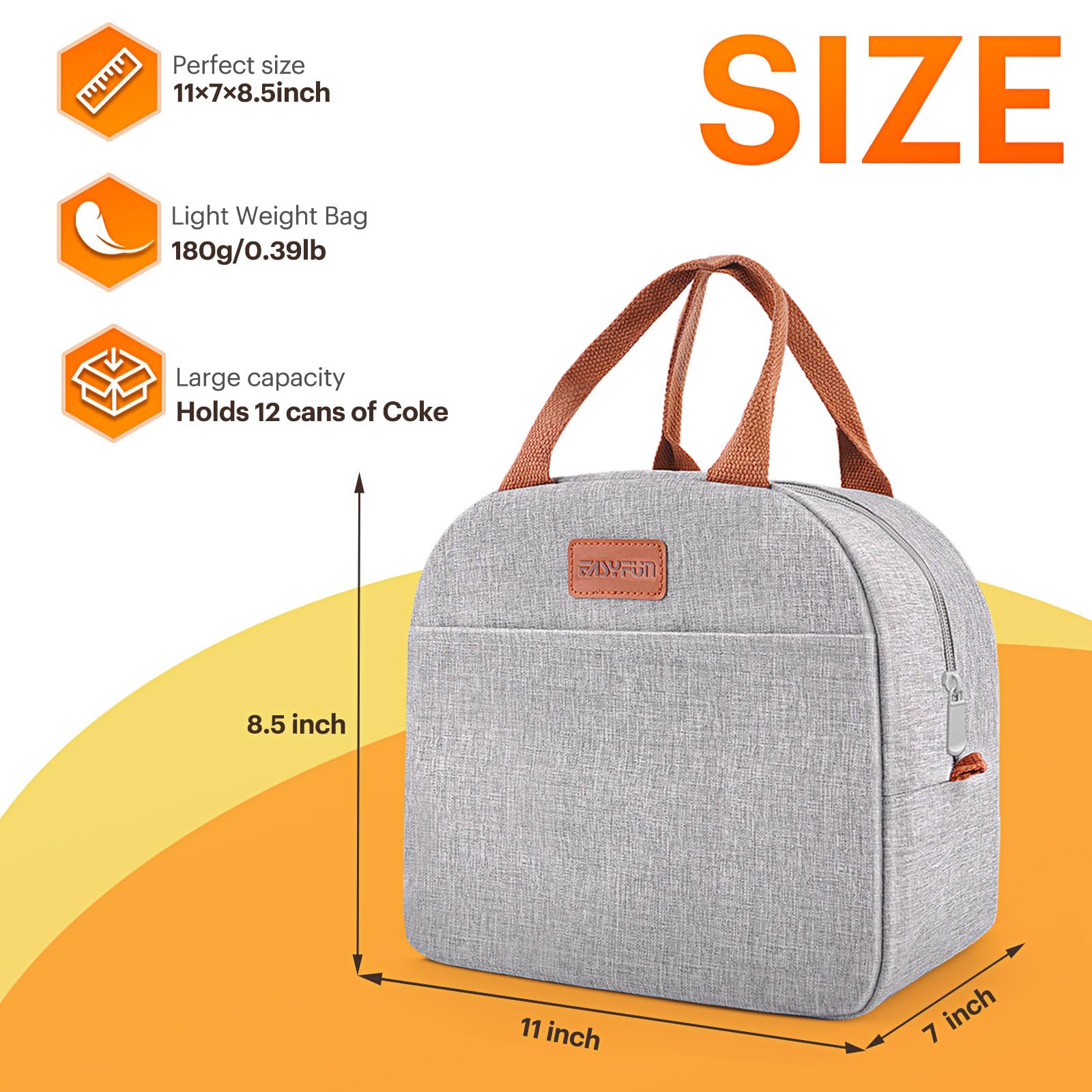 **Insulated Lunch Bag for Adults - Leakproof Cooler Lunch Box for Work, Travel & Outdoor - High Capacity Reusable Lunch Tote for Men & Women (Grey) - Perfect for Office, Picnics & Commuting**