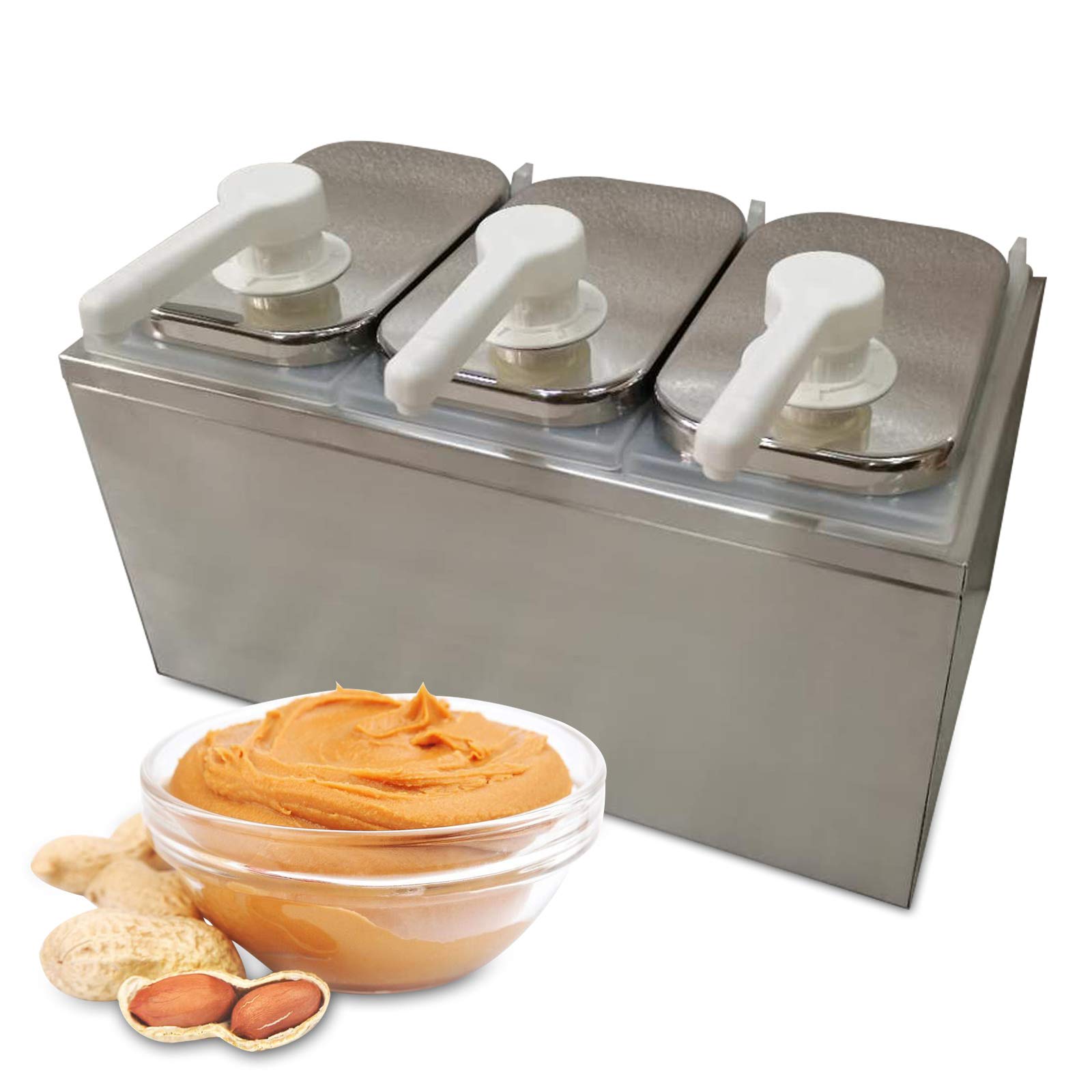 3-Head Stainless Steel Condiment Pump Station - Triple Sauce Dispenser for Salad, Jam, Seasoning & Dressings | Commercial Kitchen & Buffet Essential
