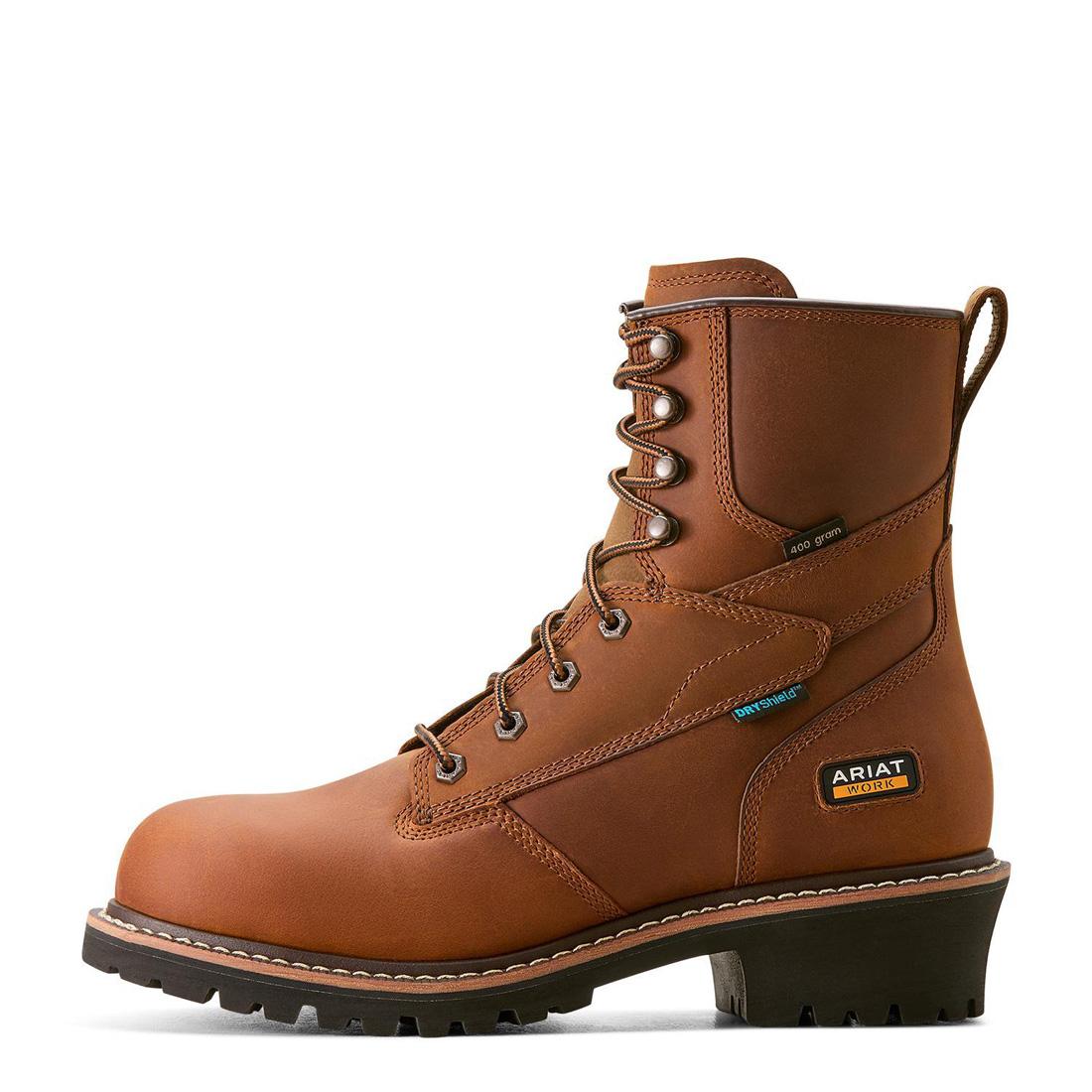 Logger Shock Shield Soft Toe Waterproof Insulated Work Boots - Copper Brown - Durable Winter Boots for Construction, Hiking & Outdoor Activities