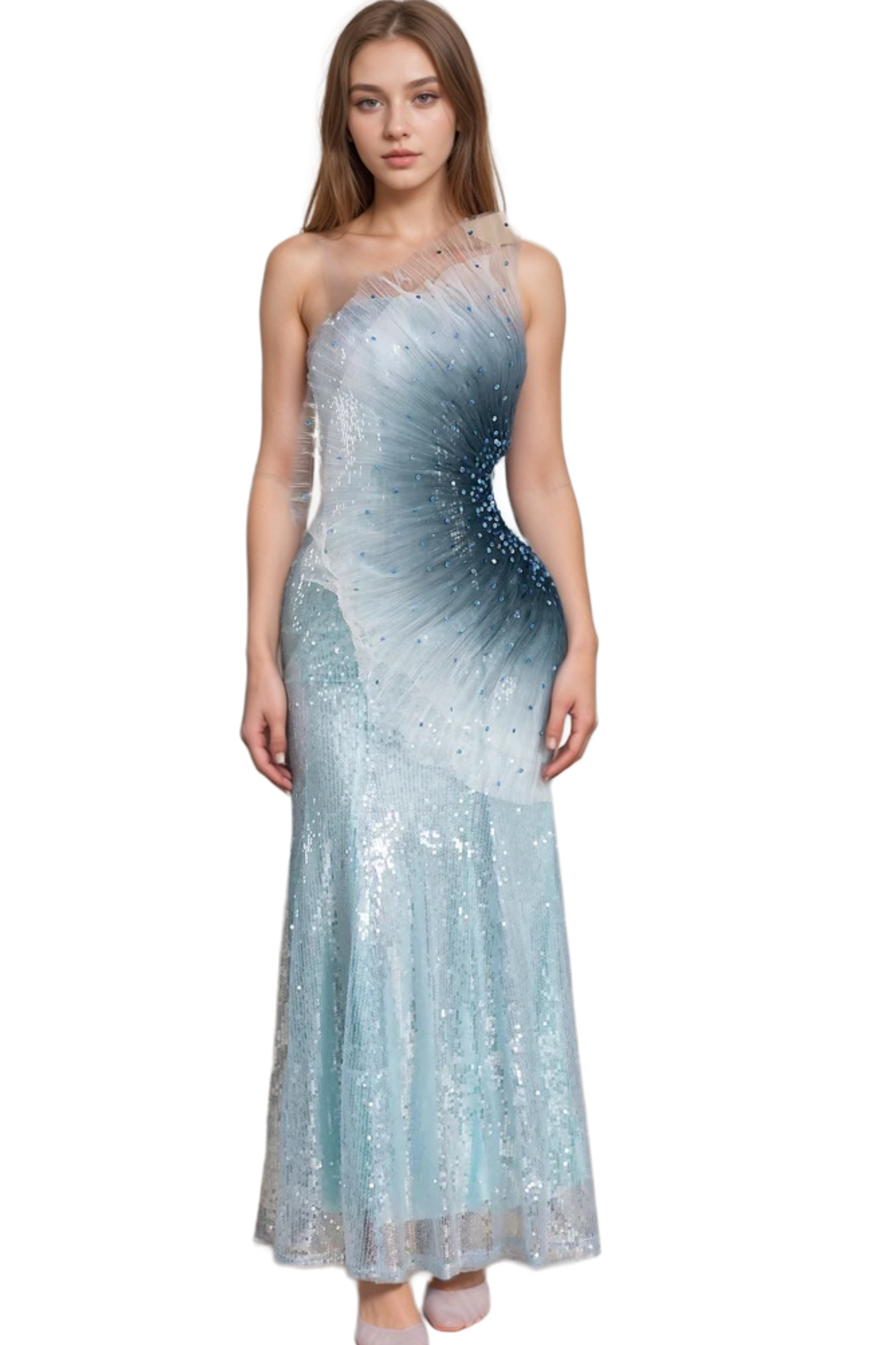 Alyssa Samira Gradient Embellished Mermaid Maxi Dress - Elegant Formal Gown for Prom, Wedding & Evening Parties