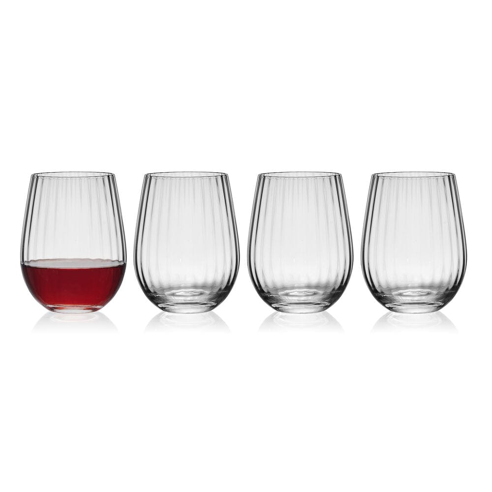 Premium Set of 4 Crystal Clear Stemless Wine Glasses - Shatterproof & Dishwasher Safe - Perfect for Red Wine, Cocktails, and Everyday Use at Home, Parties, or Outdoor Gatherings
