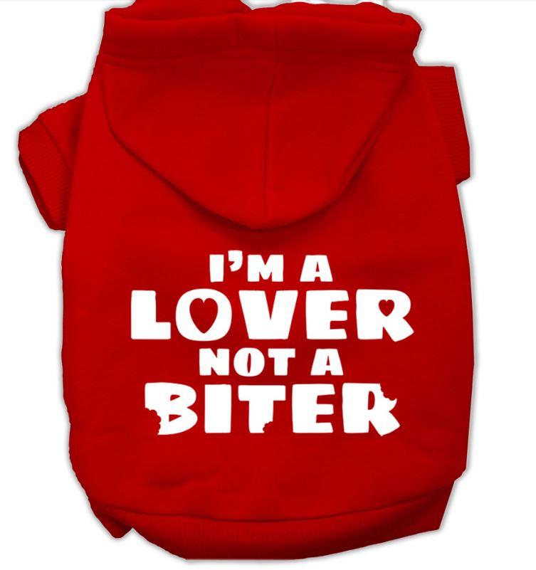 Lover Not Biter Dog Hoodie - Soft & Comfortable Pet Hoodie for Small & Medium Dogs - Perfect for Outdoor Walks, Photo Shoots & Cold Weather