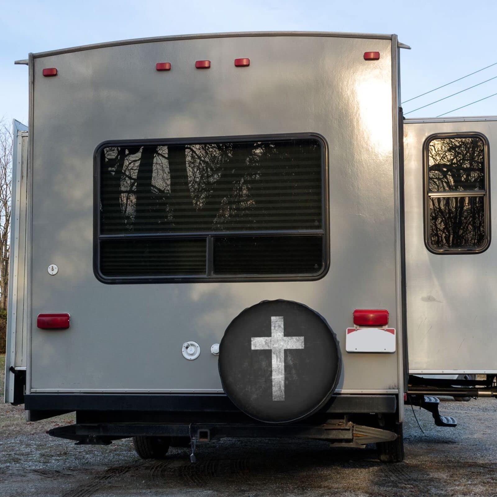 Jesus Cross Spare Tire Cover - 17 Inch Dust-Proof Wheel Protector for Trailers, RVs, SUVs & Vehicles - Perfect for Road Trips & Outdoor Adventures