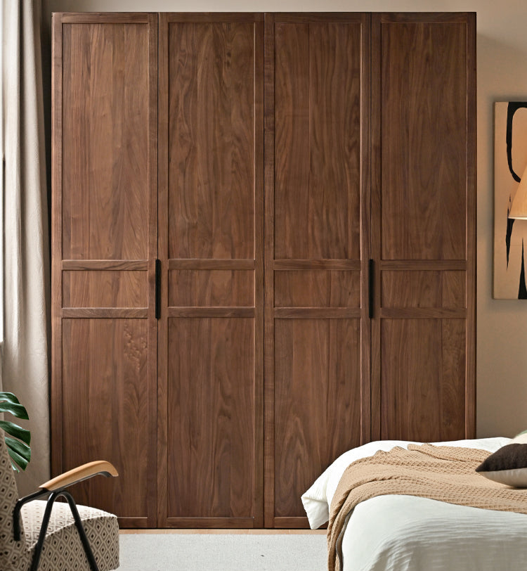 Modern Solid Black Walnut Wood Wardrobe - Stylish & Minimalist Closet Organizer for Bedroom, Walk-in Closet, or Guest Room Storage