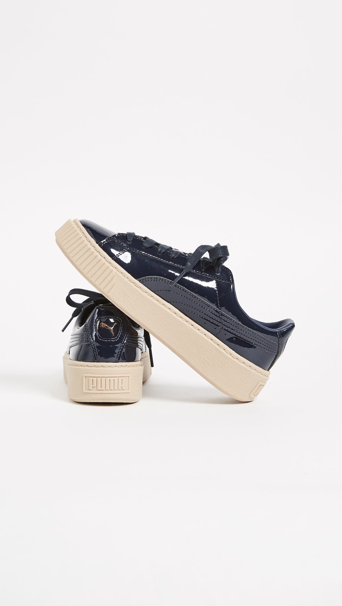 PUMA Women's Basket Platform Patent Leather Sneakers - Fashion White Casual Shoes for Women | Comfortable Walking & Everyday Wear | Gym, Work, Street Style Outfits