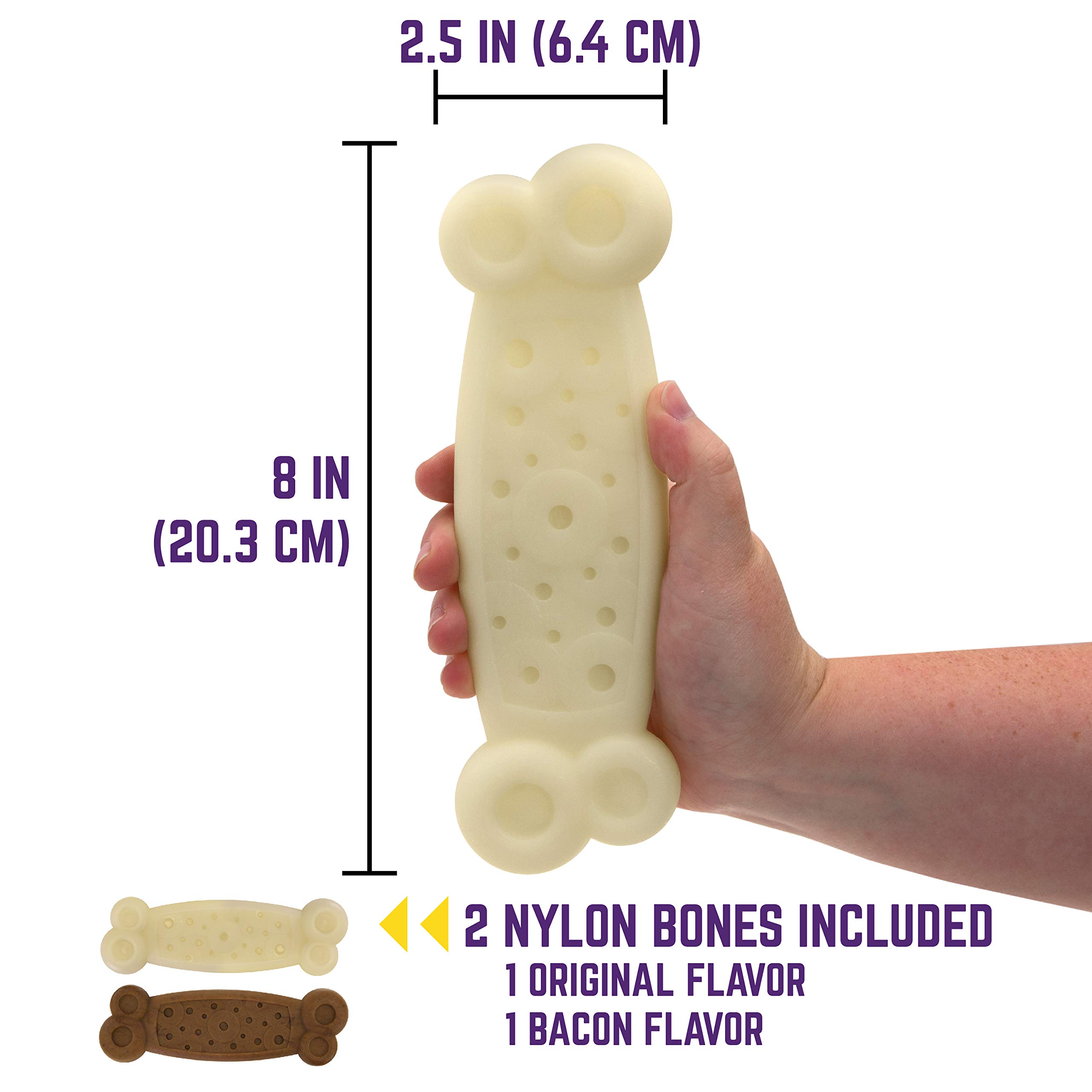 **Durable Nylon Dog Chew Toy - Bacon Flavor & Textured Surface for Aggressive Chewers | Safe & Long-Lasting Pet Dental Bones for Puppies & Adult Dogs | Perfect for Teething, Boredom & Training**