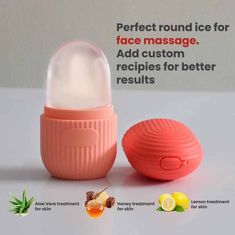 Neorah Ice Face Roller & Silicone Facial Massager for Eyes & Neck - Dark Circle Removal, Pore Minimizer, Skin Tightening & Beauty Care - Pink Facial Ice Roller for Home Spa & Skincare Routine