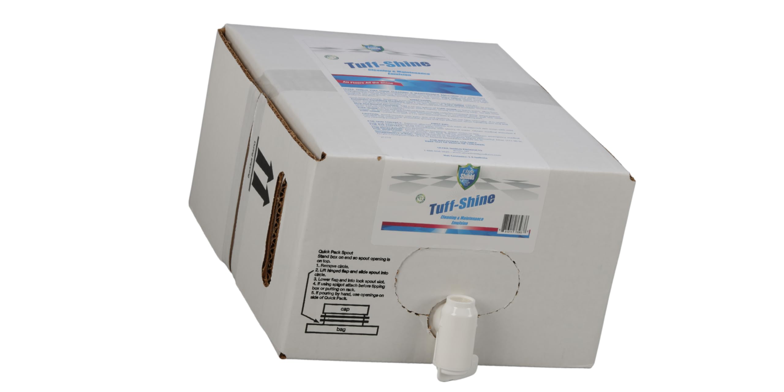 ULTRA SHIELD Tuff-Shine Bag-in-Box Floor Cleaner - 2.5 Gallon Commercial Grade Shine Solution for Concrete Floors | Quick Instant Shine for Janitorial & Industrial Use | Ideal for Warehouses, Garages & High-Traffic Areas