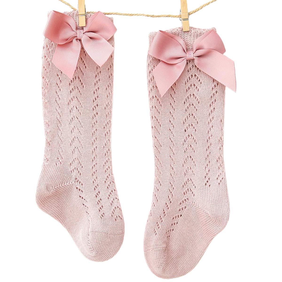 FYBITBO 6 Pack Baby Girl Knee High Socks - Cotton Ruffled Long Stockings with Bows for Newborn & Toddler | Perfect for Dress Up, Photo Shoots & Everyday Outfits