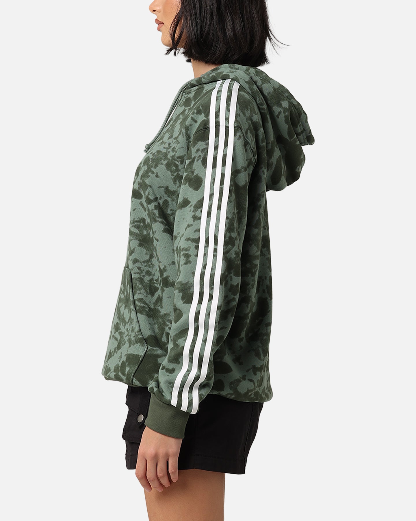 Adidas Women's AOP Hoodie Sweatshirt - Trace Green Color, Lightweight Fleece Pullover for Casual Wear, Gym & Outdoor Activities