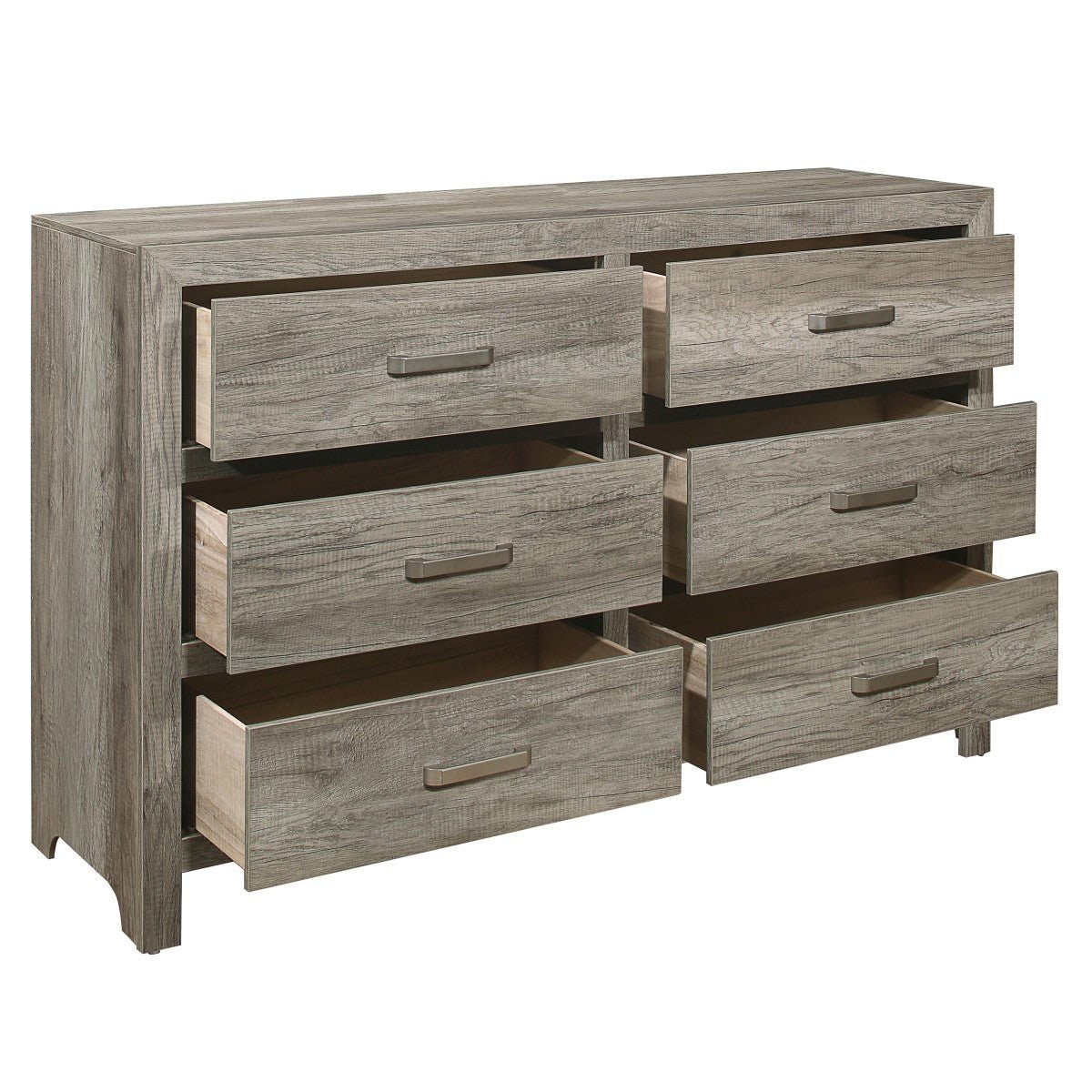 Grey Mandan Dresser - 6 Drawer Wooden Chest for Bedroom, Nursery & Closet Organization - Perfect for Home Storage & Decor