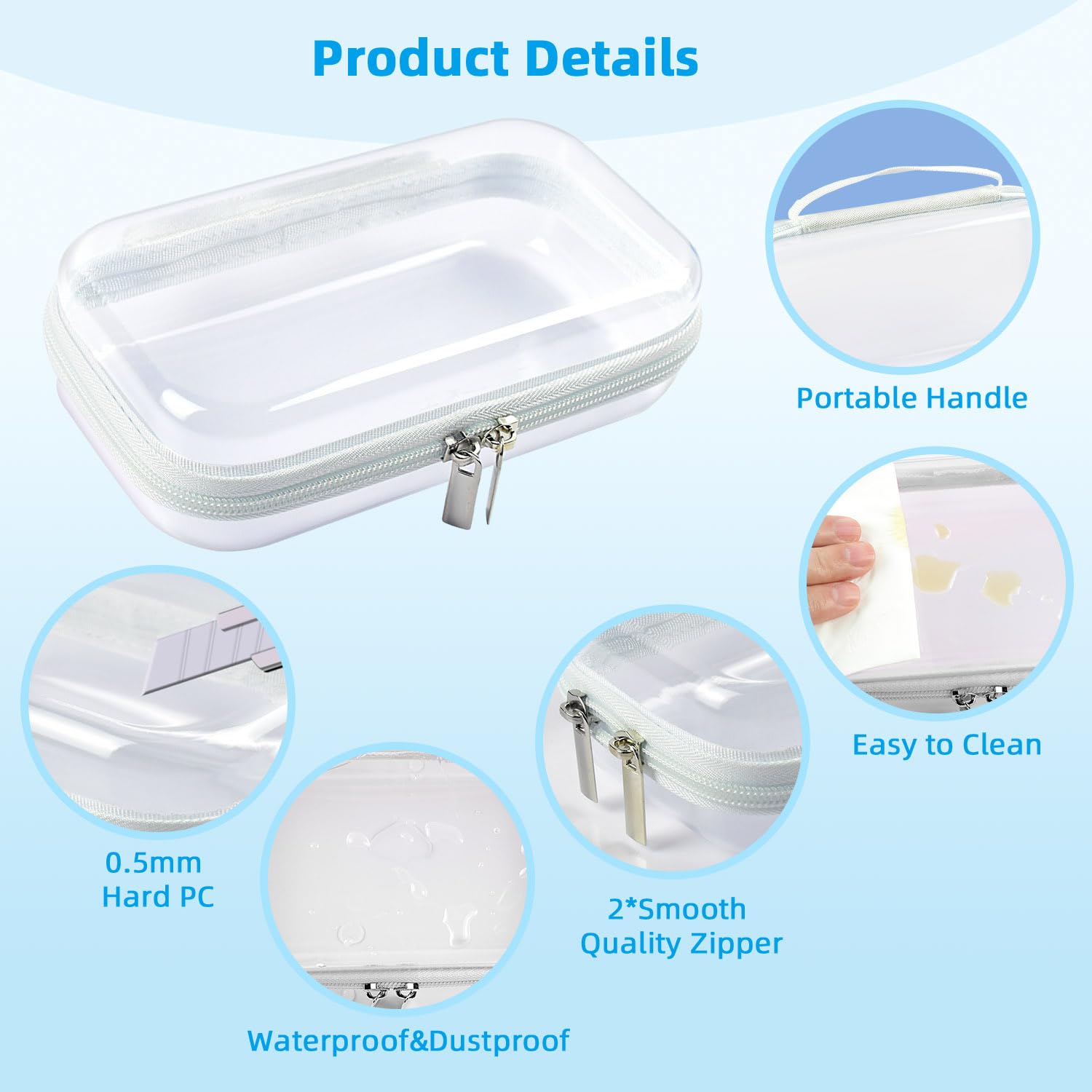 SameTech Clear Stackable Storage Bins with Zipper - 2 Pack Hard Shell Organizer Cases for Home, Travel & Toiletries | Perfect for Closet Organization, Makeup Storage & Travel Essentials