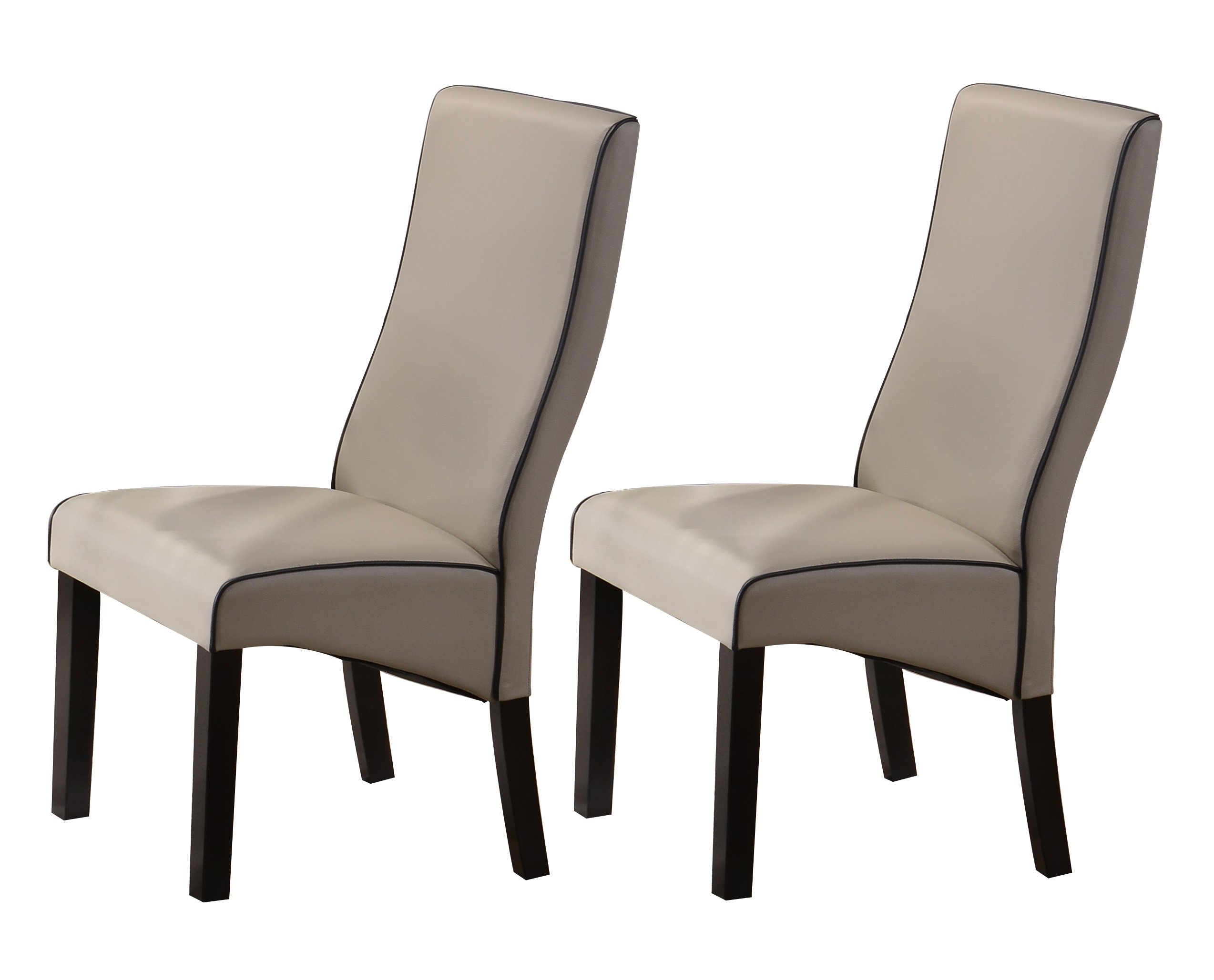 Kings Brand Upholstered Parson Dining Chairs (Set of 2) - Modern Gray Fabric Side Chairs for Kitchen, Dining Room, and Home Office