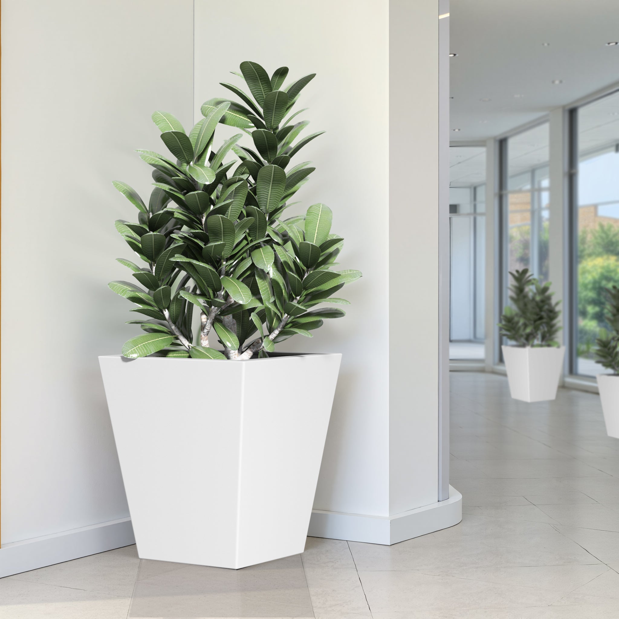 22 Inch Tall Metal Tapered Planter - Large Outdoor & Indoor Garden Pot with Drainage Hole & Rubber Plug, Modern Decorative Flower Pot for Home, Patio, Balcony & Office Decor