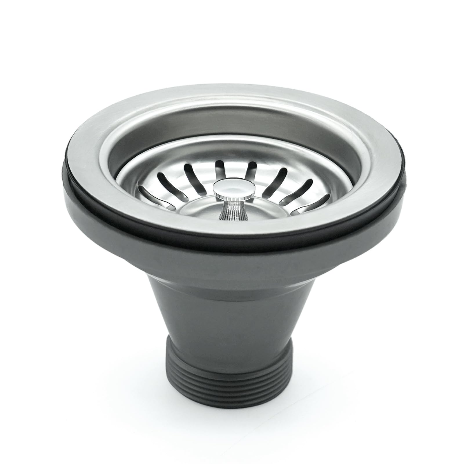 3-1/2 Inch Stainless Steel Kitchen Sink Drain Strainer Assembly with Basket & Stopper - Durable Sink Drain Kit for Easy Food Waste Collection & Clog Prevention (Perfect for Home Kitchen, RV, or Restaurant Use)