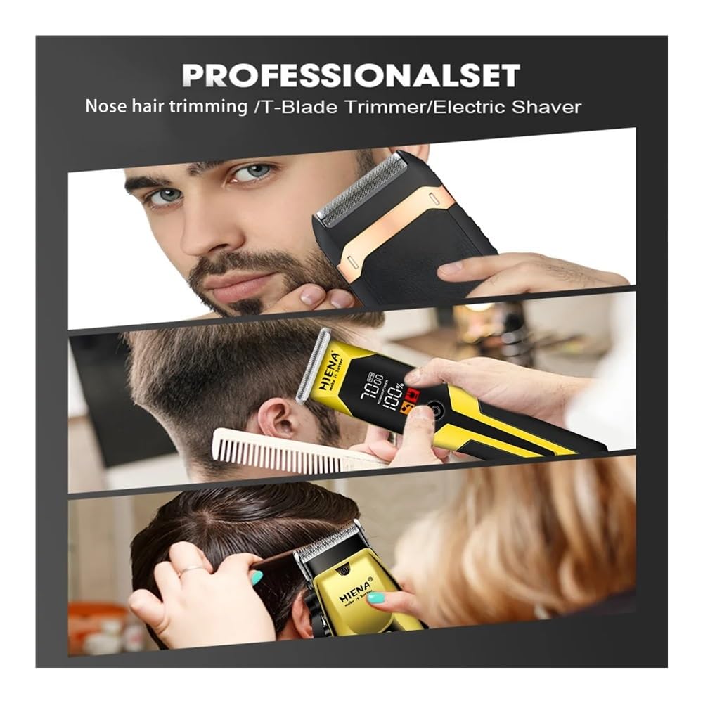 Professional Hair Clippers for Men & Women - HIENA Salon-Grade Cordless Hair Cutting Machine 3-Piece Set with USB Charging - Perfect for Home Haircuts, Beard Trimming & Pet Grooming