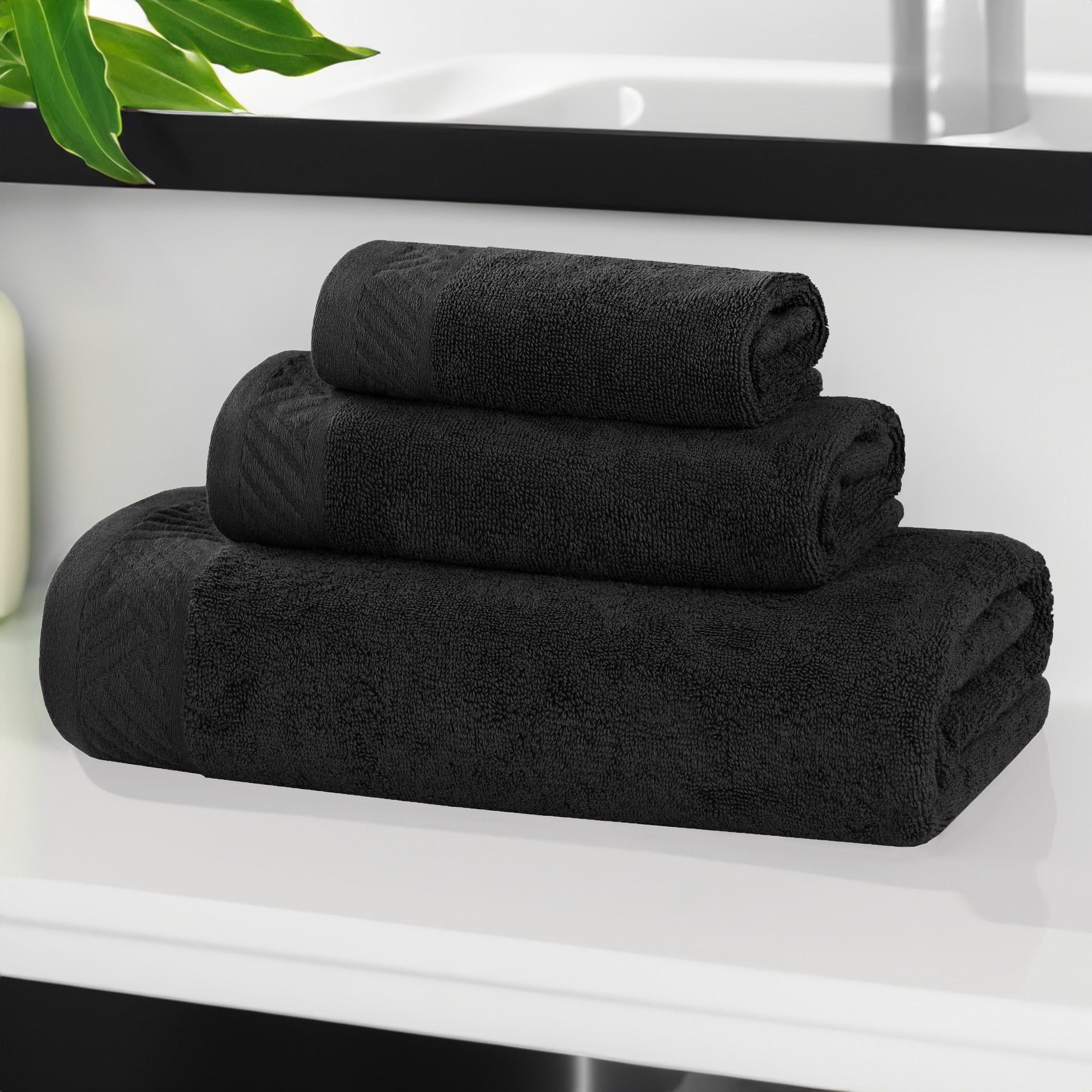 Premium Basketweave Egyptian Cotton 3-Piece Towel Set - Ultra Soft & Absorbent Bath, Beach & Gym Towels for Luxury Spa, Pool & Travel Use