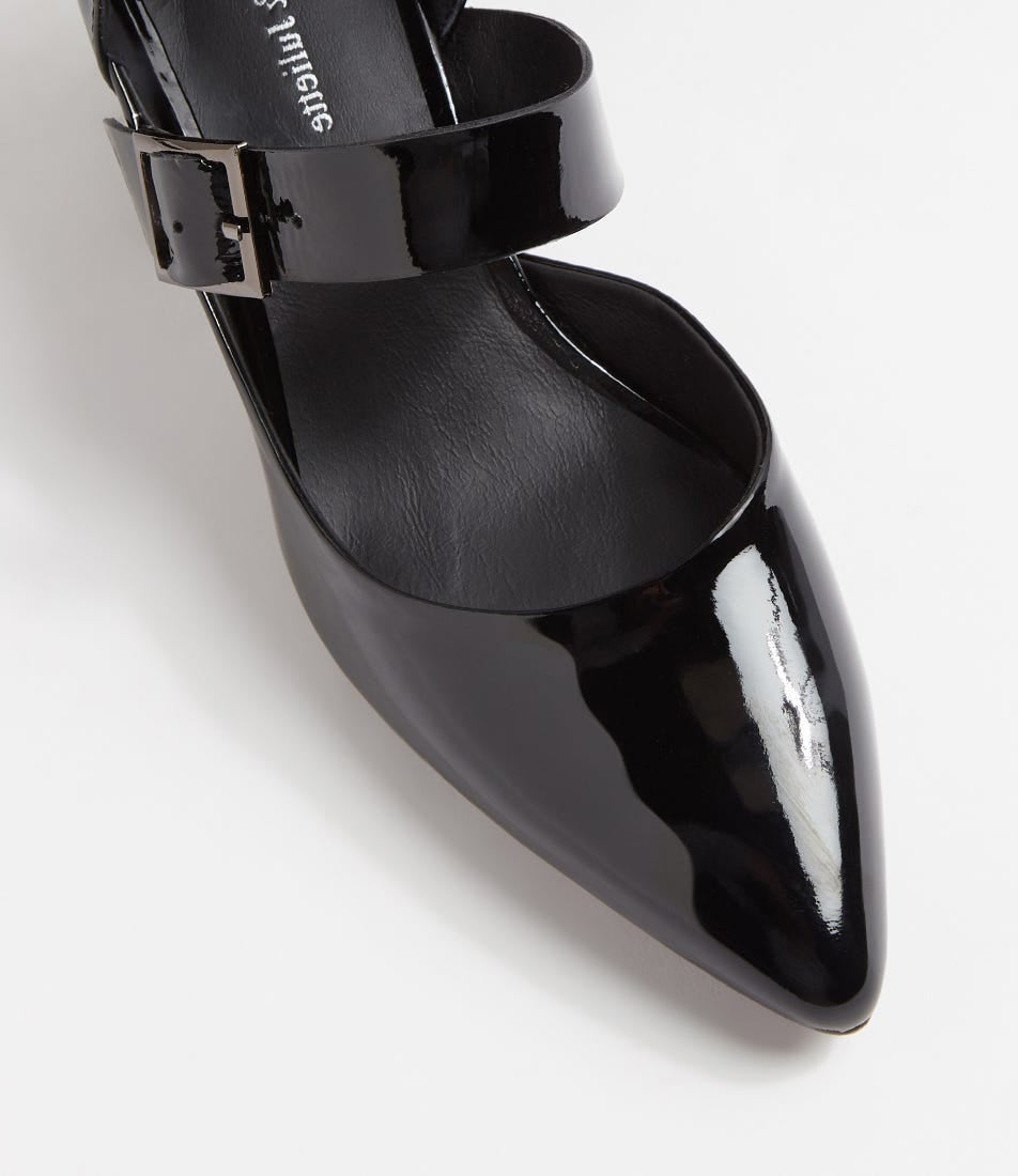 DJANGO & JULIETTE Women's Black Patent Leather High Heel Pumps - Elegant Dress Shoes for Office, Party & Special Occasions