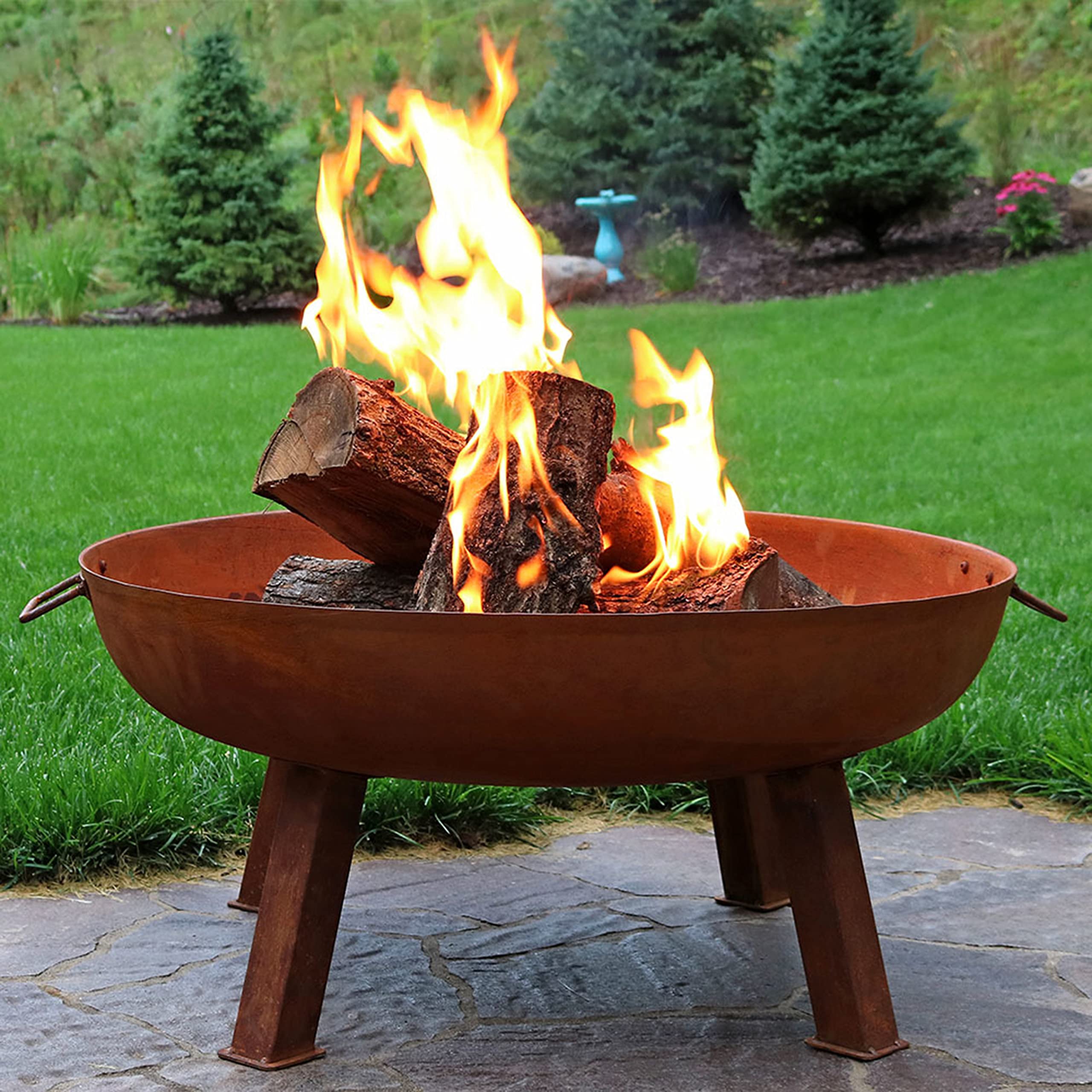 Sunnydaze 34-Inch Heavy Duty Cast Iron Wood Burning Fire Pit for Outdoor Backyard, Patio, Camping - Rust-Resistant Oxidized Finish with Handles - Perfect for Bonfires, S'mores & Backyard Gatherings