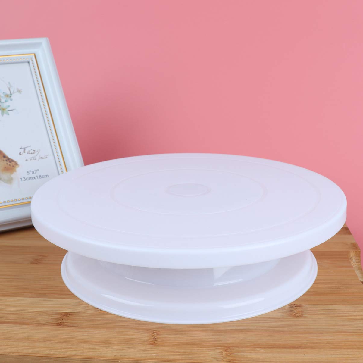 DOITOOL 12-Inch Rotary Cake Stand - 360° Revolving Cake Turntable for Decorating, Baking & Serving - Durable Stainless Steel Base for Smooth Rotation - Perfect for Birthday, Wedding & Party Cakes