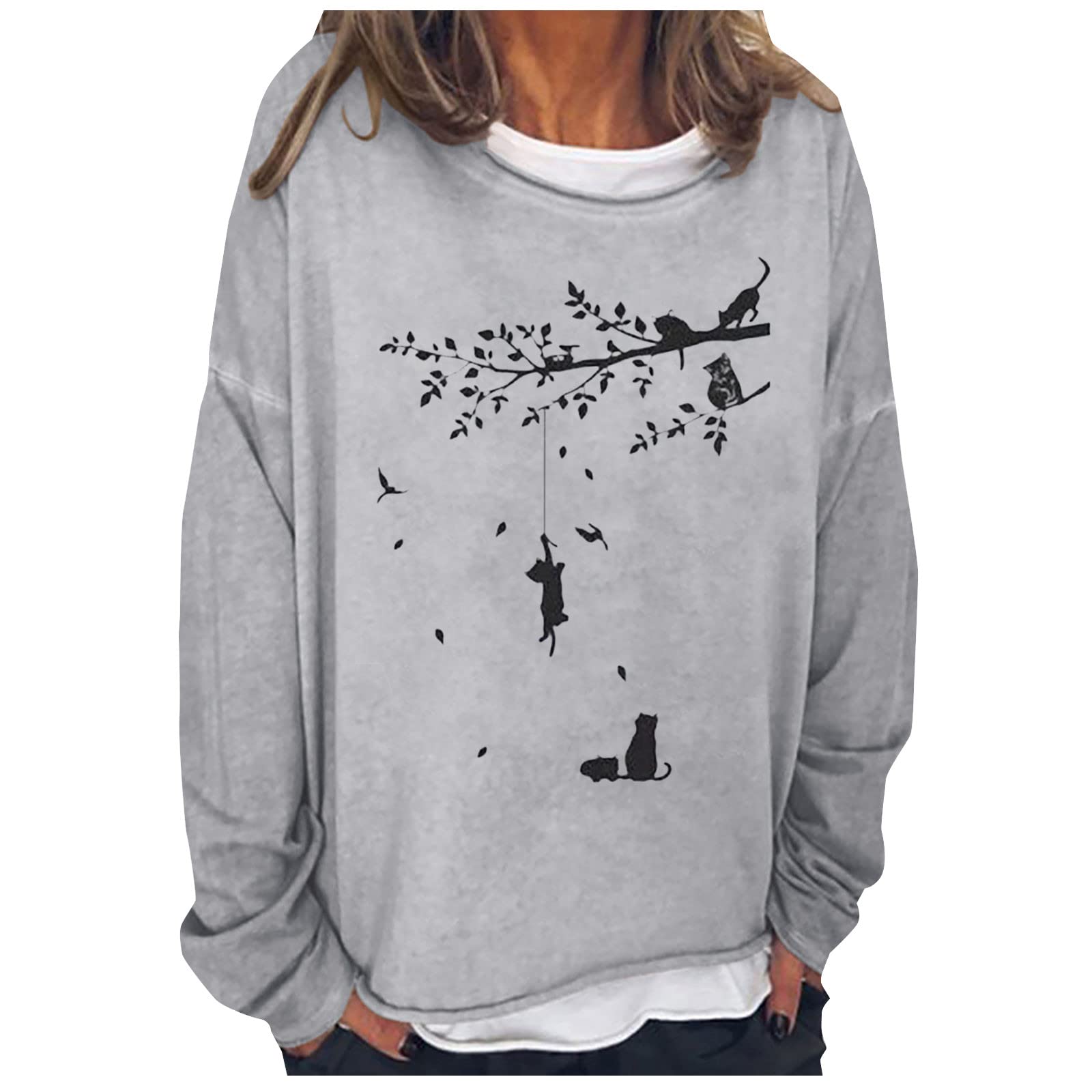 Funny Graphic Tees for Women - Trendy Printed Long Sleeve Crewneck T-Shirts for Spring & Fall | Casual Fashion Tops for Everyday Wear, Outings & Gifts