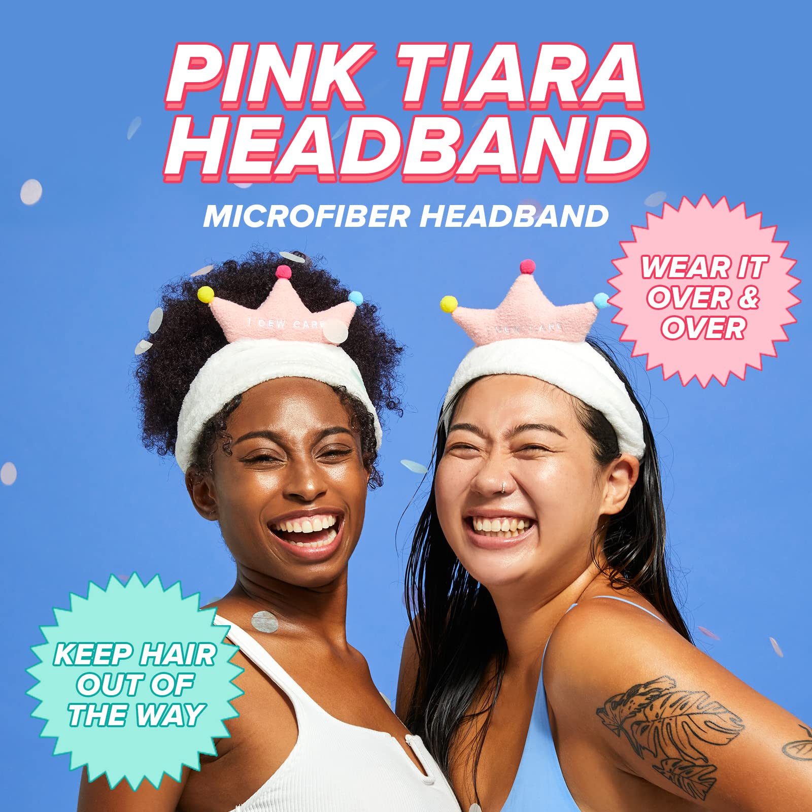 I DEW CARE Pink Tiara Face Wash Headband & Korean Acne Cleanser Bundle - Namaste Kitten Skincare Set for Spa & Home Facial Routine