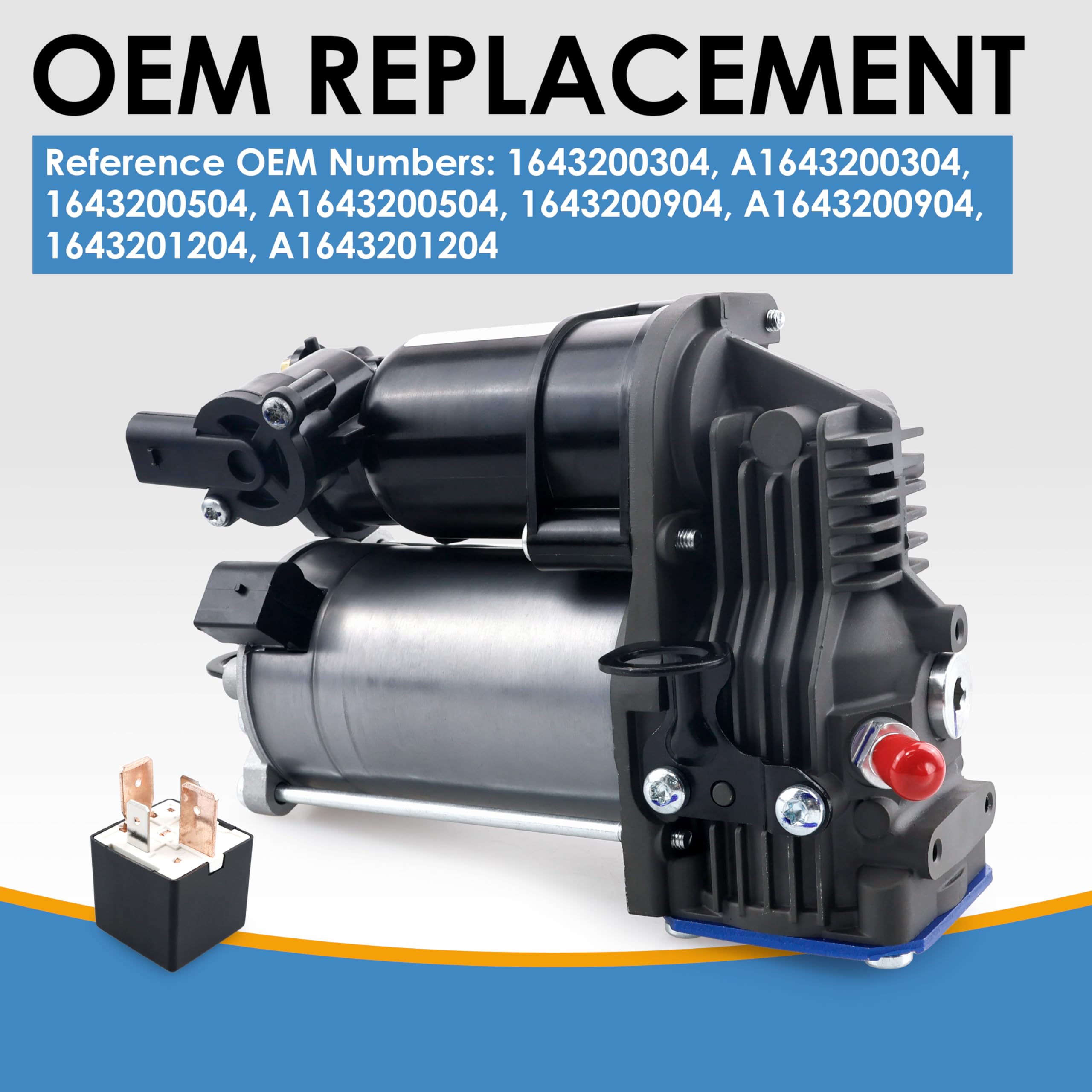 Mercedes Benz W164 X164 Air Suspension Compressor Pump Replacement (2006-2012 Models) - Compatible with GL320 GL350 GL450 GL550 ML320 ML350 ML450 ML500 ML550 ML63 AMG - OEM Part# 1643201204 1643200004 1643200304 - Perfect for Off-Roading & Luxury SUV Suspension Repair