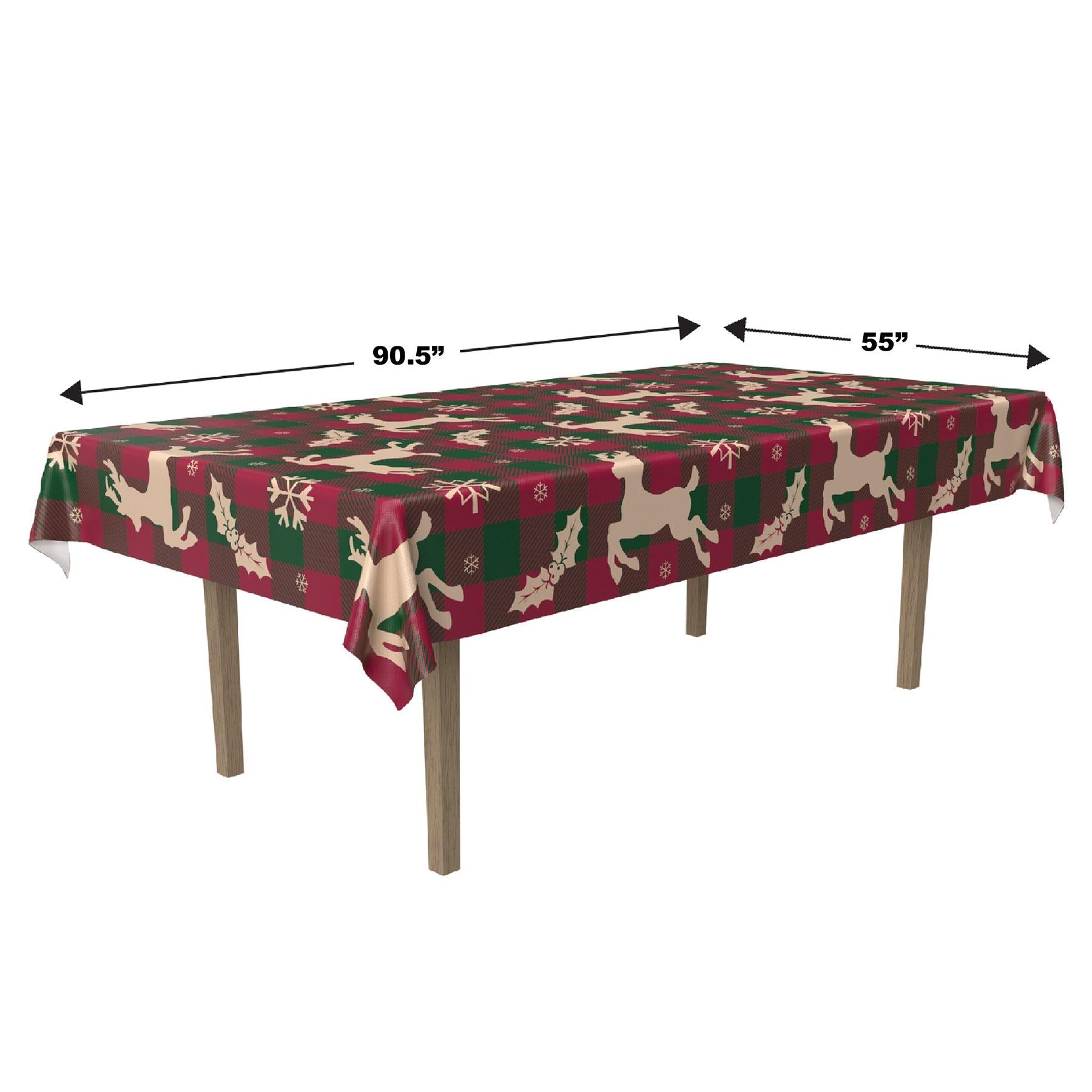 12 Pack Beistle Christmas Fabric Table Covers - Holiday Party Decorations for Dining, Buffet, and Festive Gatherings