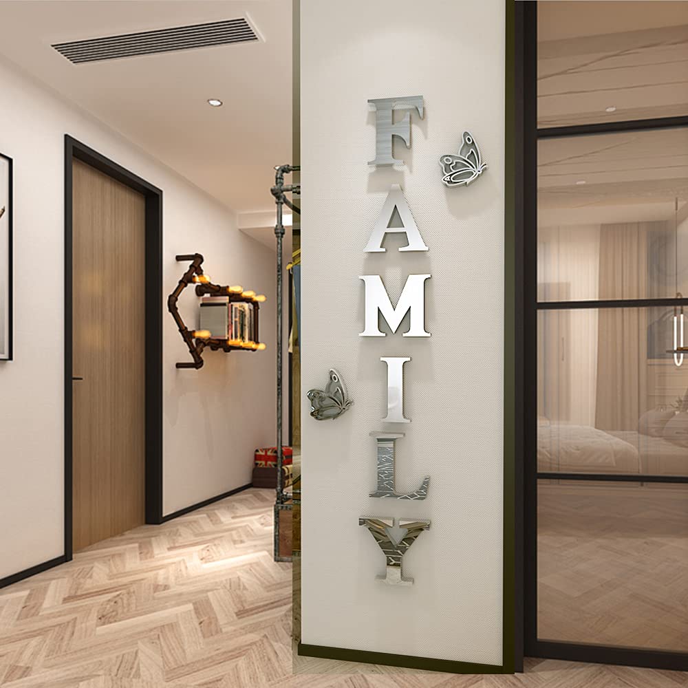 Acrylic Mirror Wall Stickers - Silver 61x23 for Living Room & Bedroom Decor