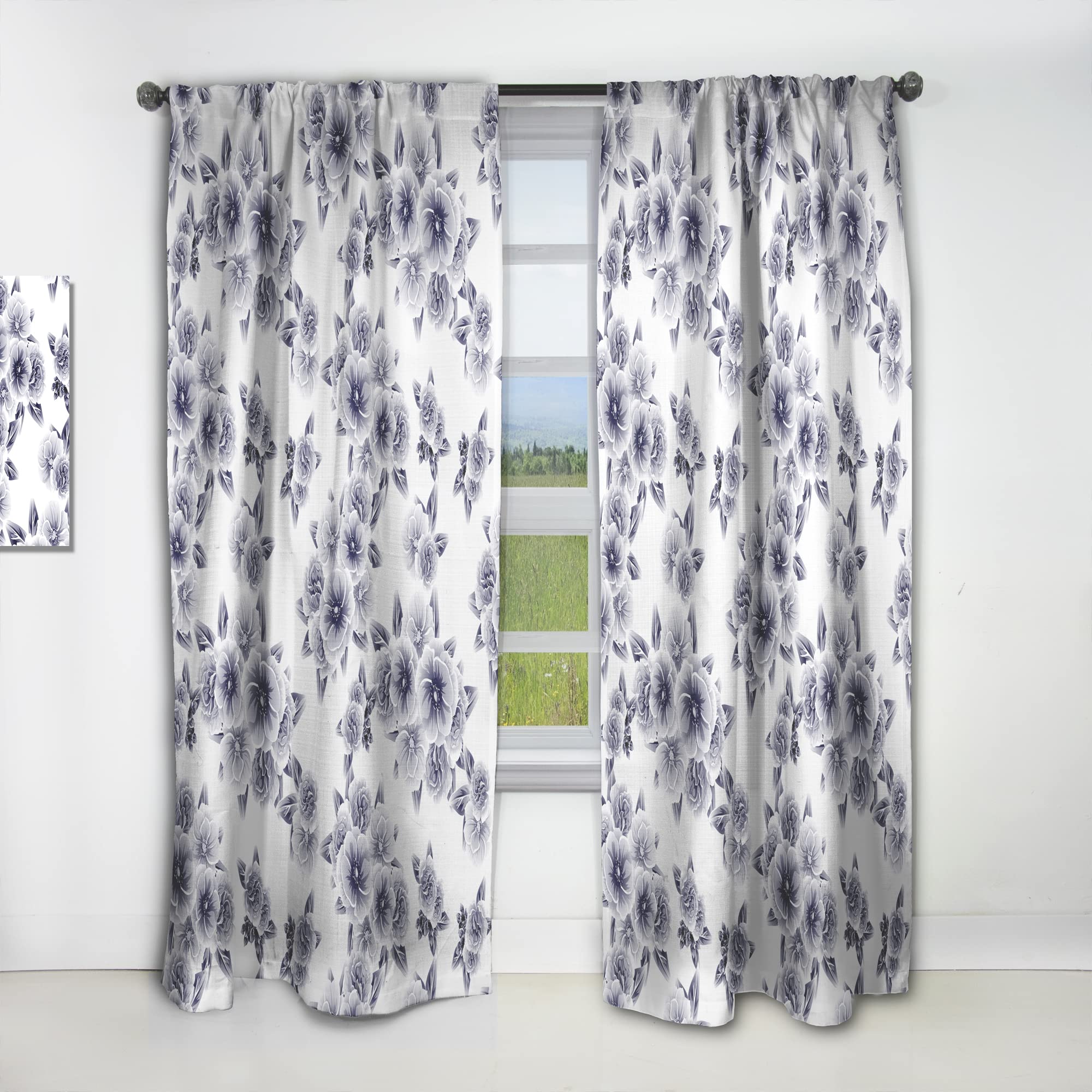 DesignQ Vintage Floral Curtains - Thermal Insulated Single Panel 52x90 - Elegant Window Treatments for Bedroom & Living Room - Perfect for Home Decor, Privacy & Temperature Control