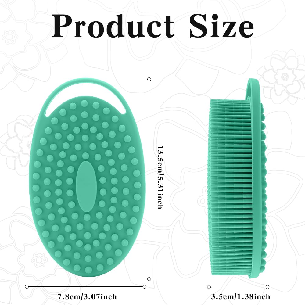 Soft Silicone Loofah Scrubber - 2-in-1 Exfoliating Body Brush & Scalp Massager for Sensitive Skin - Gentle Shower Scrub for Women, Men & Kids (Green) | Perfect for Daily Exfoliation & Relaxing Bath Time