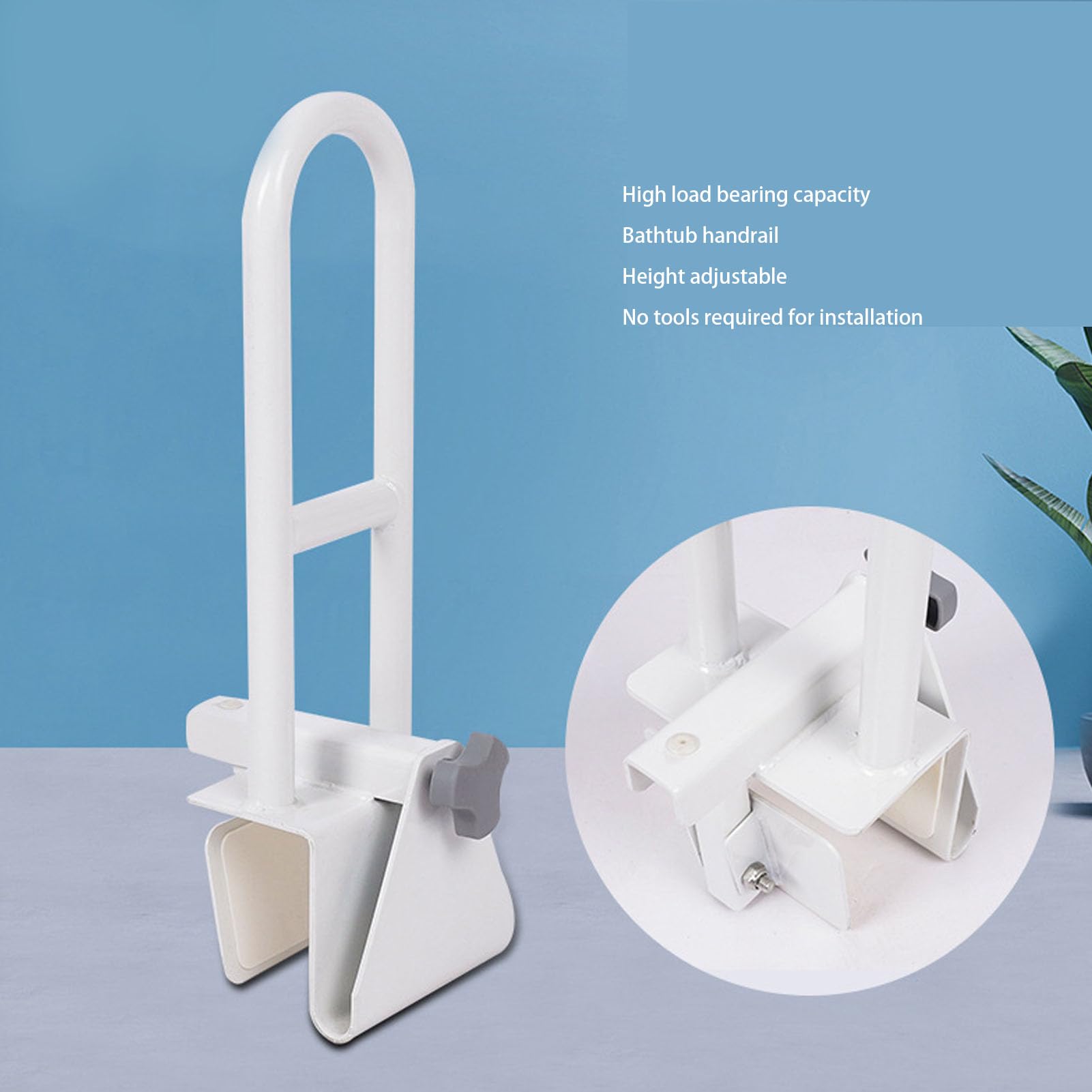 Adjustable Bathtub Safety Rail - Medical Grab Bar Handle with Clamp for Seniors & Elderly - No Drill Installation for Secure Bathing - Ideal for Shower, Bathtub & Bathroom Safety Support