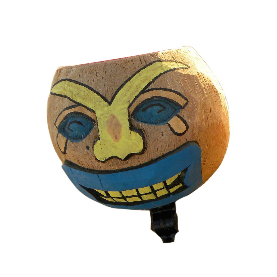 **Natural Hand-Carved Coconut Bike Drink Holder – Universal Can & Coffee Cup Mount for Cruiser, EBike, Beach Bikes – Phone & Water Bottle Holder – Eco-Friendly (Yellow Nose) – Perfect for Cycling, Commuting & Outdoor Adventures**
